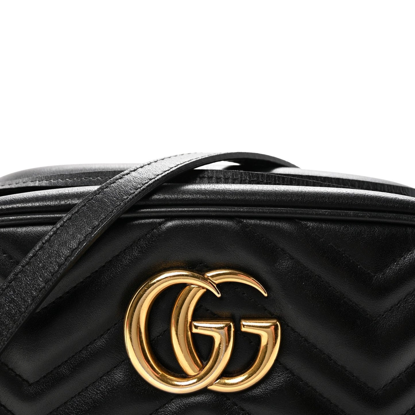 Calfskin Matelasse Small GG Marmont Chain Shoulder Bag Black