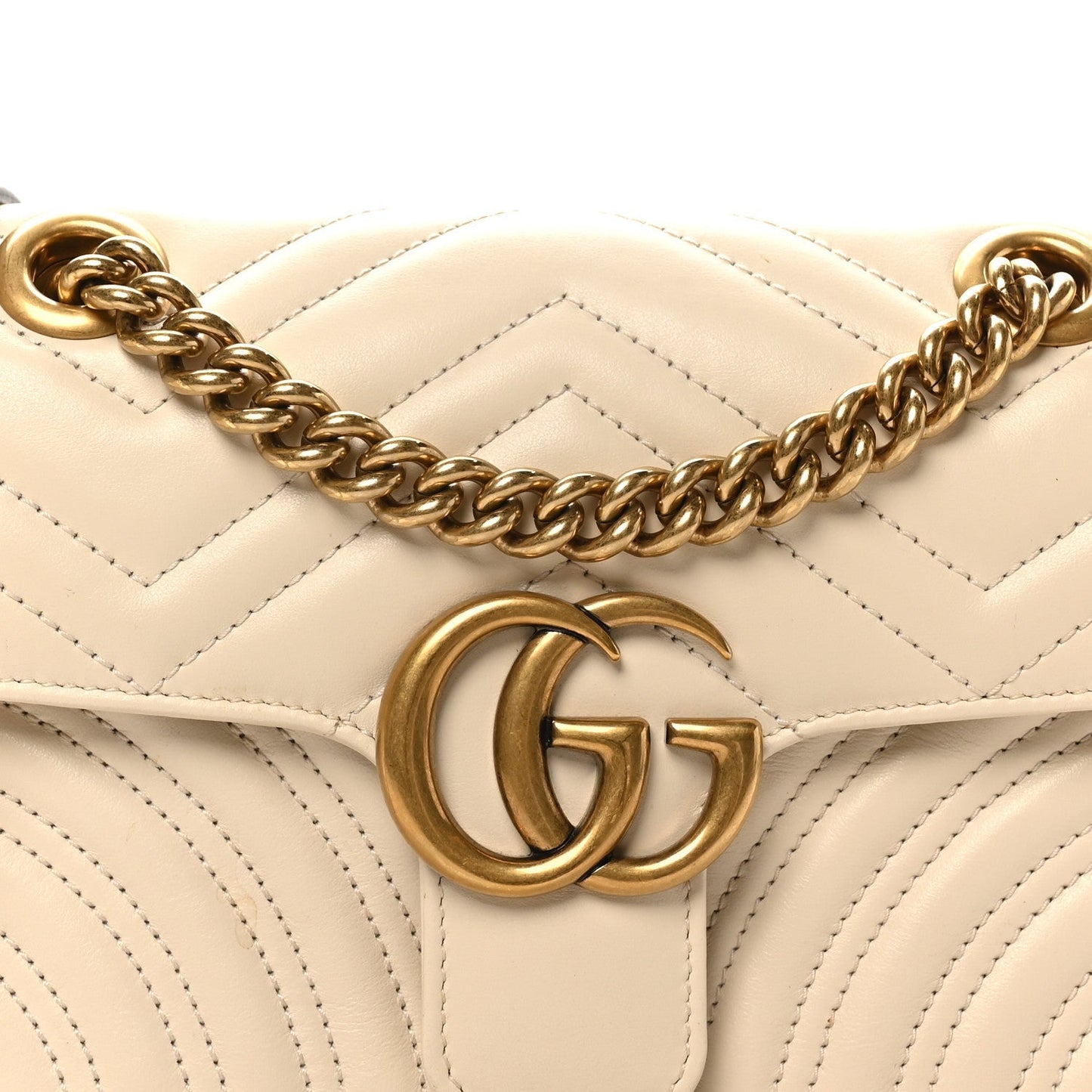 Calfskin Matelasse Mini GG Marmont Shoulder Bag White