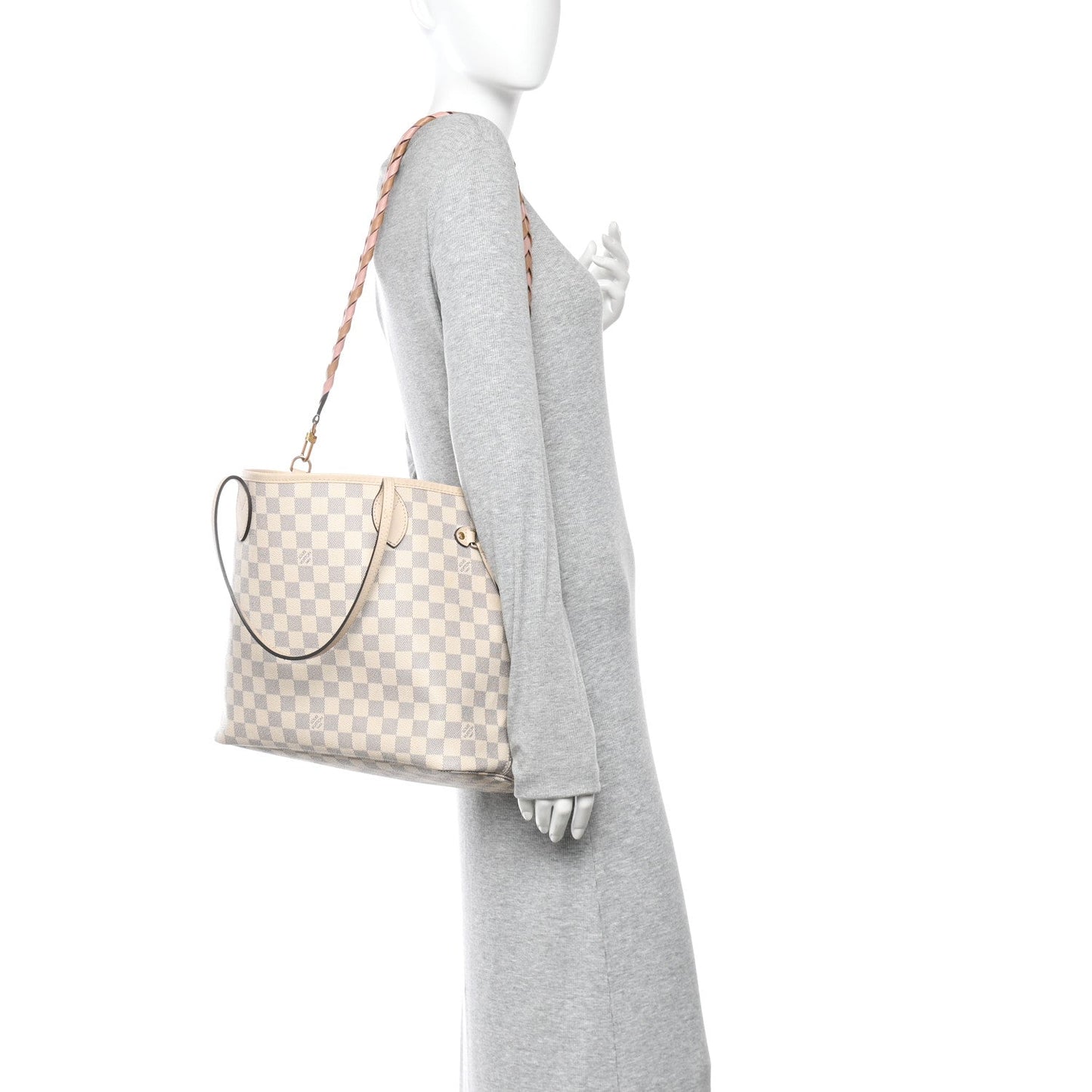Damier Azur Braided Neverfull MM Pink