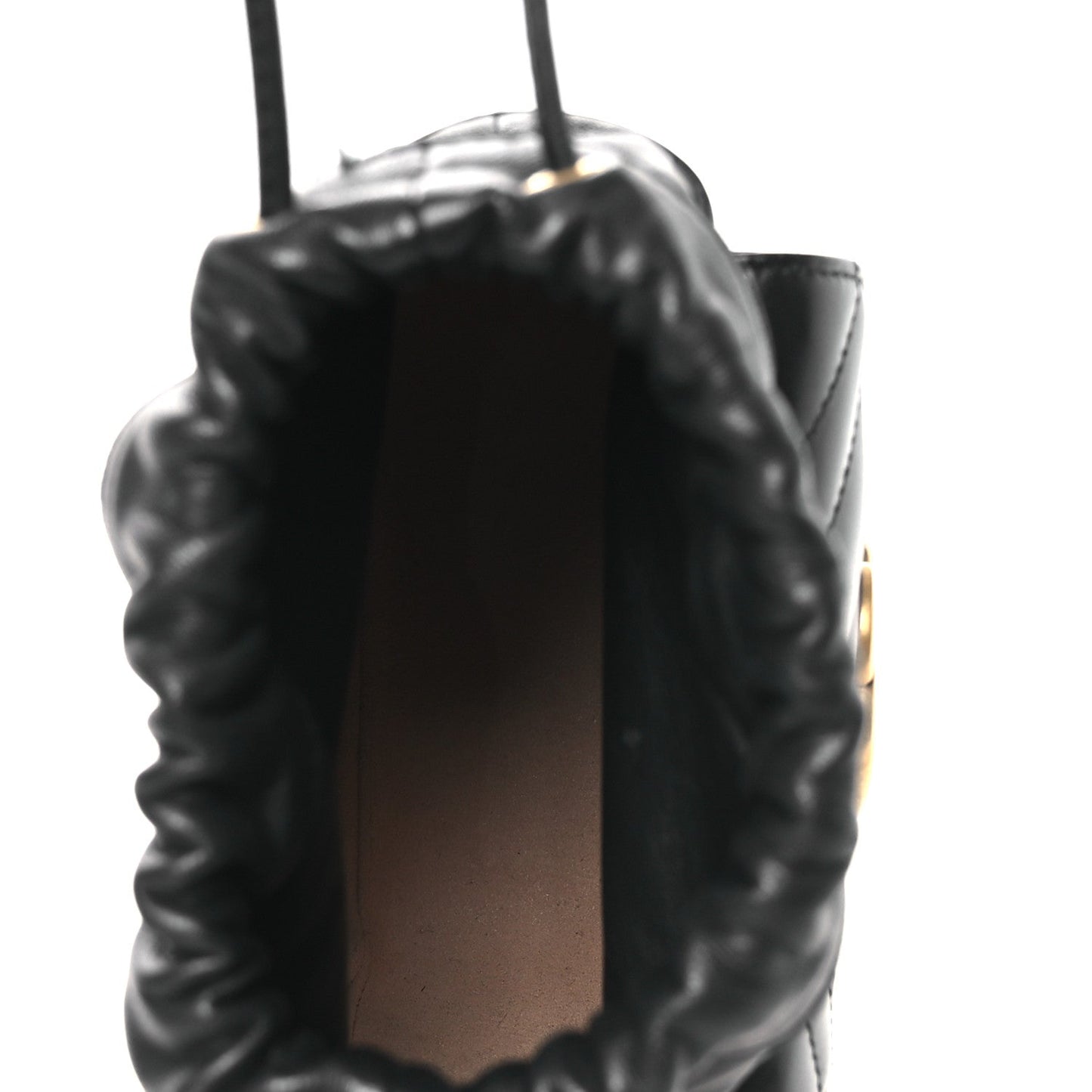 Calfskin Matelasse Front Pocket Mini GG Marmont Bucket Bag Black