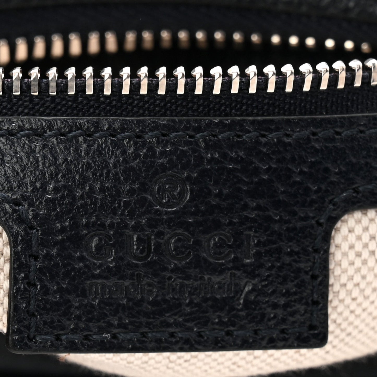 GG Supreme Monogram Textured Calfskin Web Large Attache Shoulder Bag Beige Blue