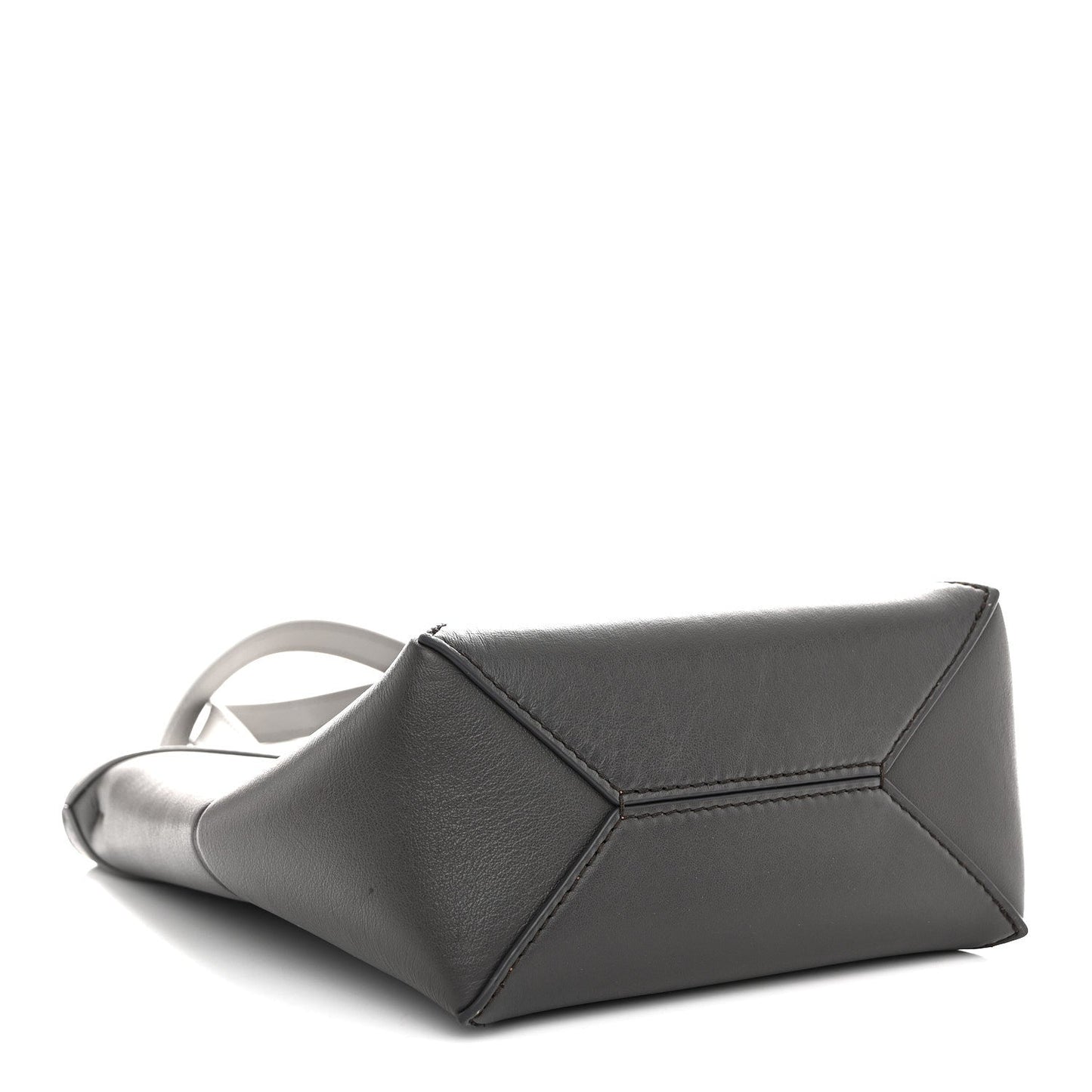 Shiny Calfskin Mini Puzzle Fold Tote Pearl Grey Dark Grey