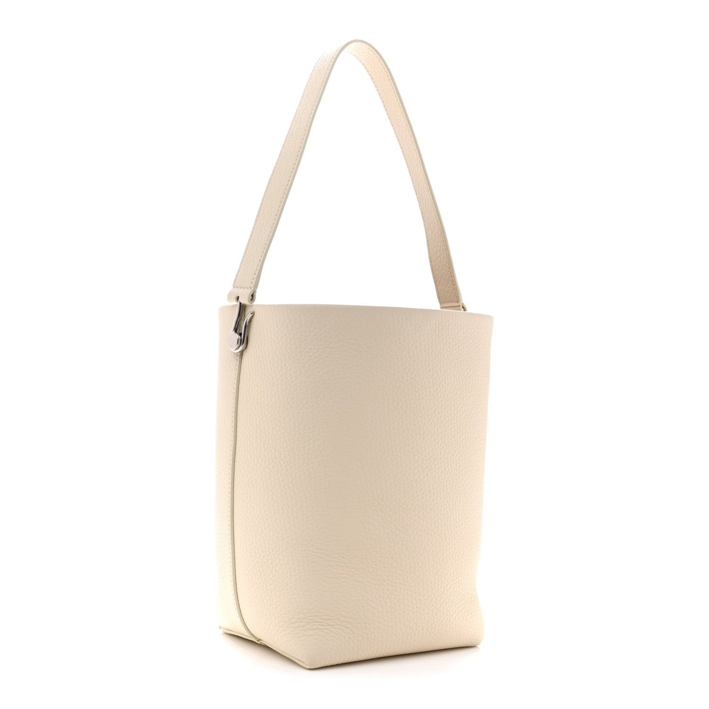 Grained Calfskin Small N/S Hook Tote Ivory