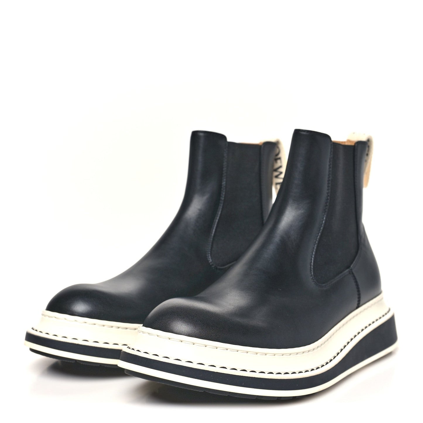 Calfskin Logo Chelsea Mens Boots 38 Black