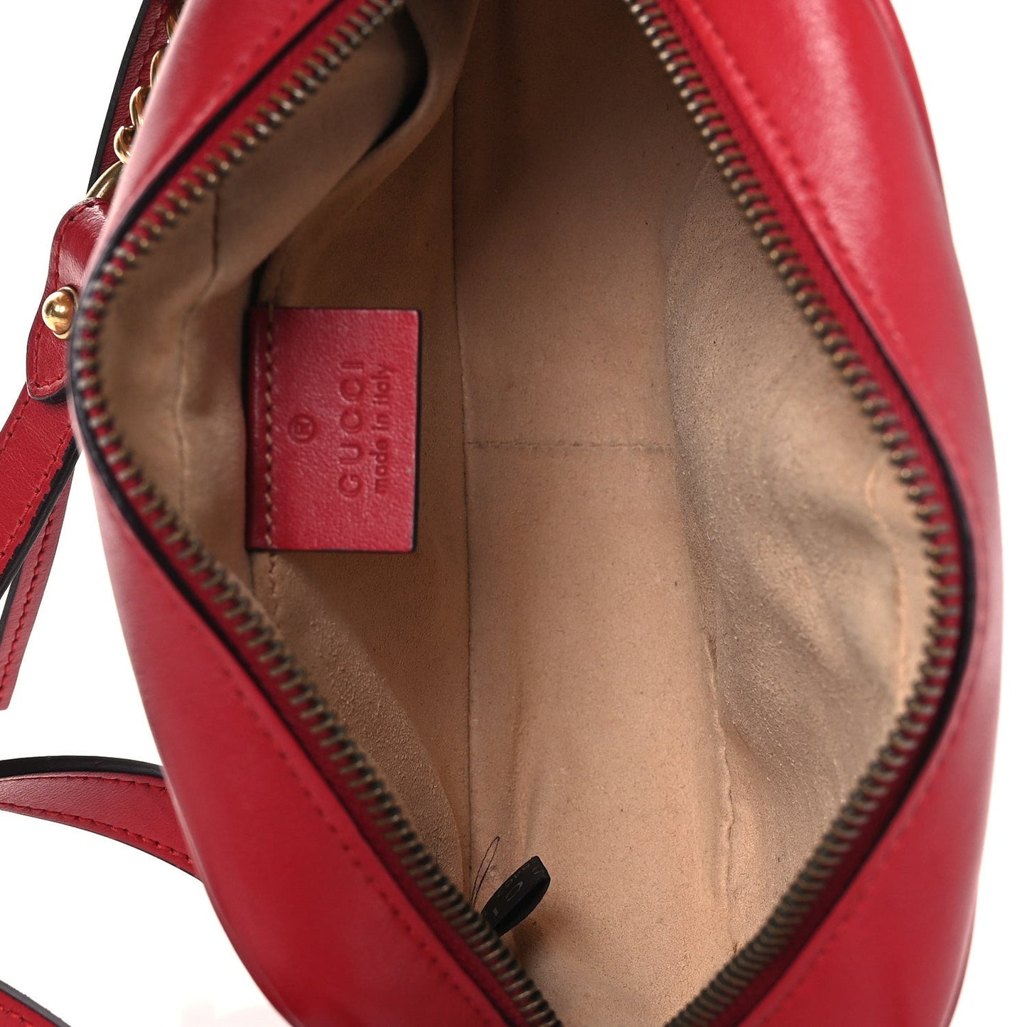 Calfskin Matelasse Mini GG Marmont Chain Shoulder Bag Hibiscus Red