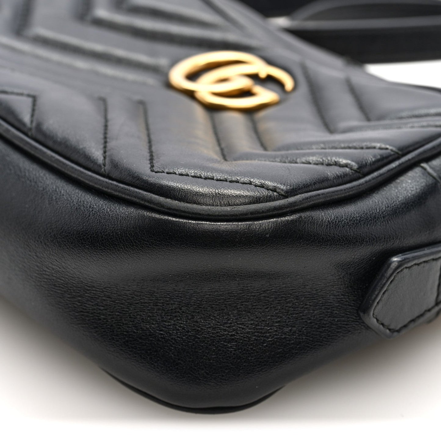 Calfskin Matelasse Mini GG Marmont Chain Shoulder Bag Black