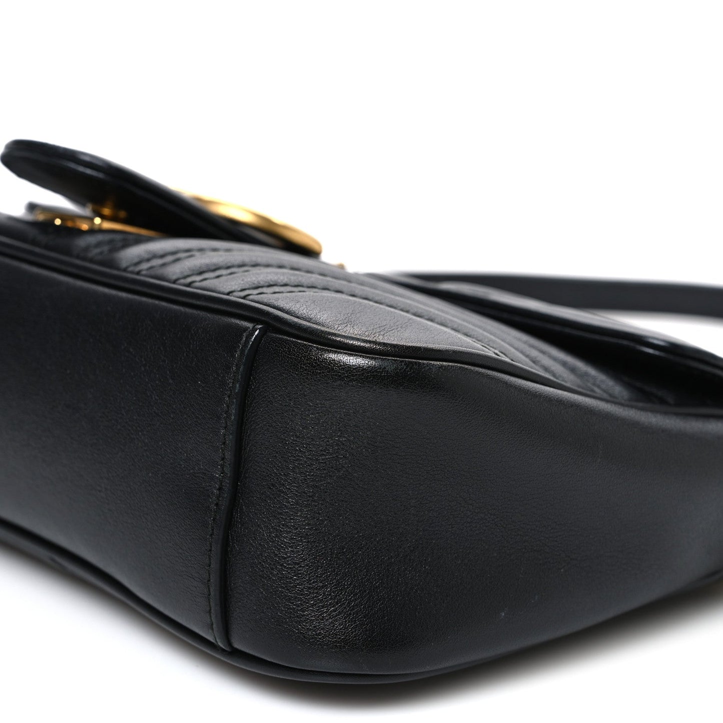Calfskin Matelasse Small GG Marmont Shoulder Bag Black