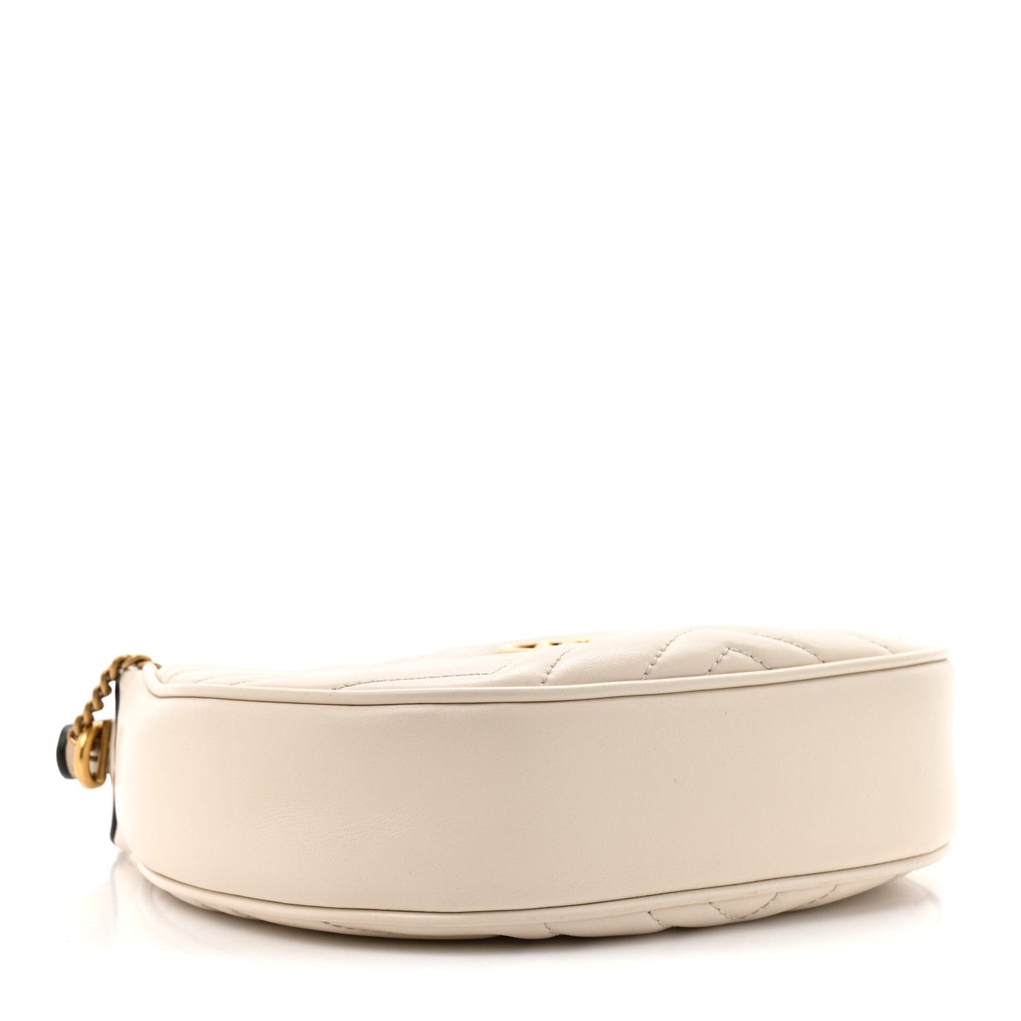 Calfskin Matelasse Chevron Mini GG Marmont Half Moon Hobo Mystic White