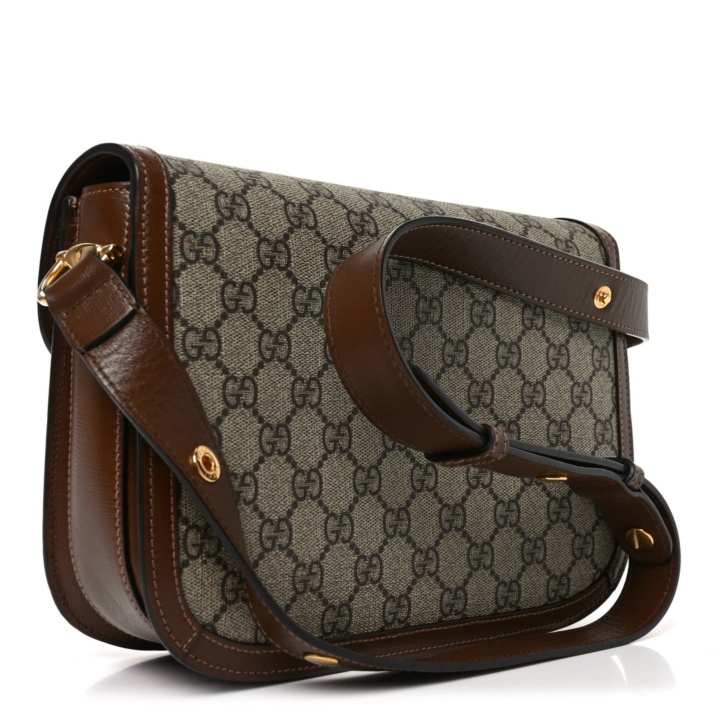 GG Supreme Monogram Horsebit 1955 Shoulder Bag Beige Brown Sugar