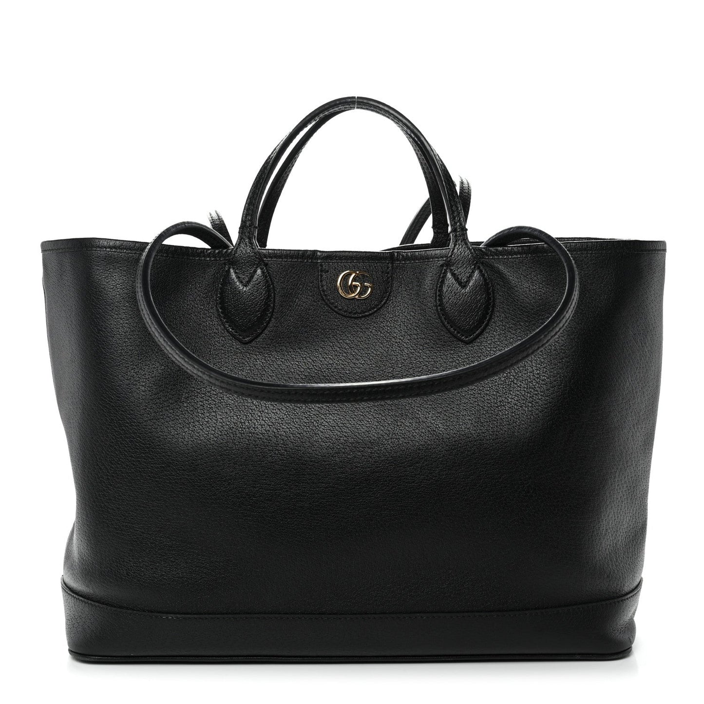 Textured Dollar Calfskin Medium Ophidia Shoulder Tote Bag Black