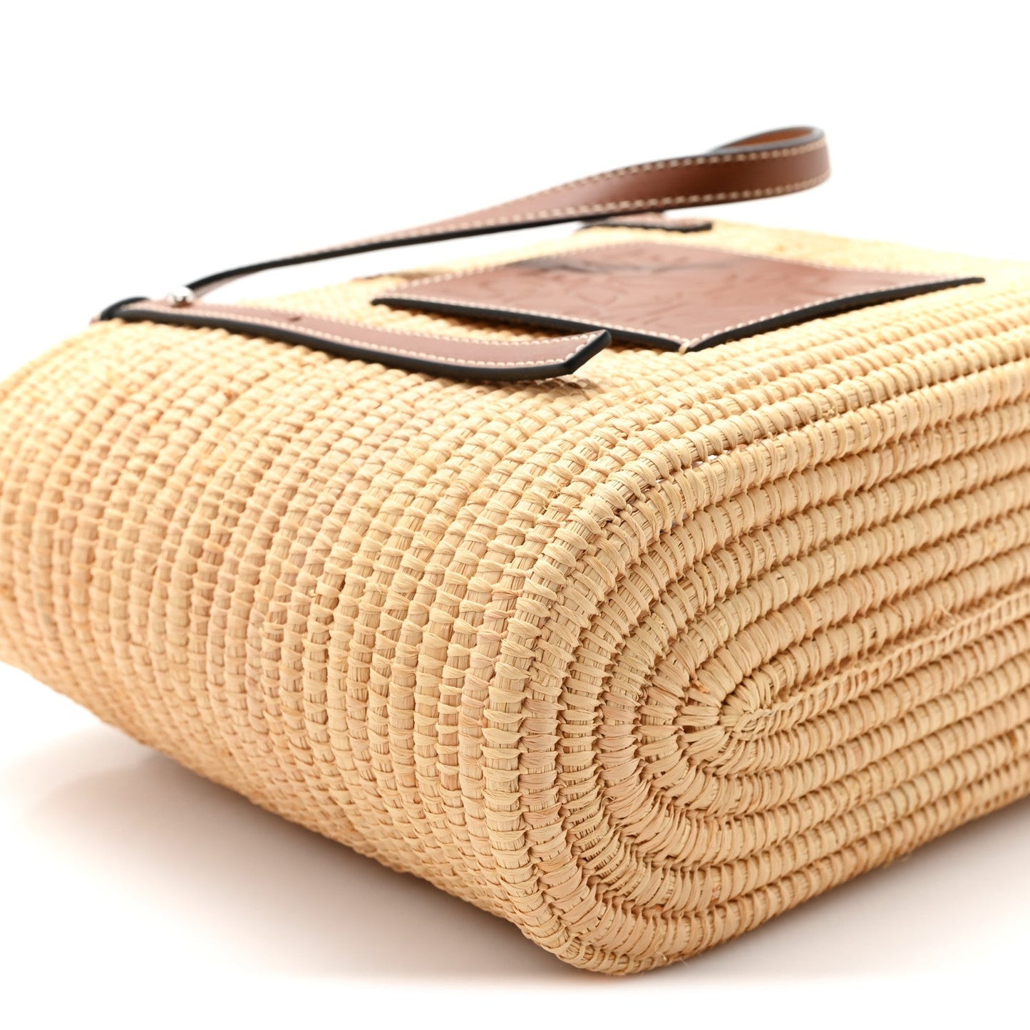 Raffia Small Square Basket Tote Bag Natural Tan