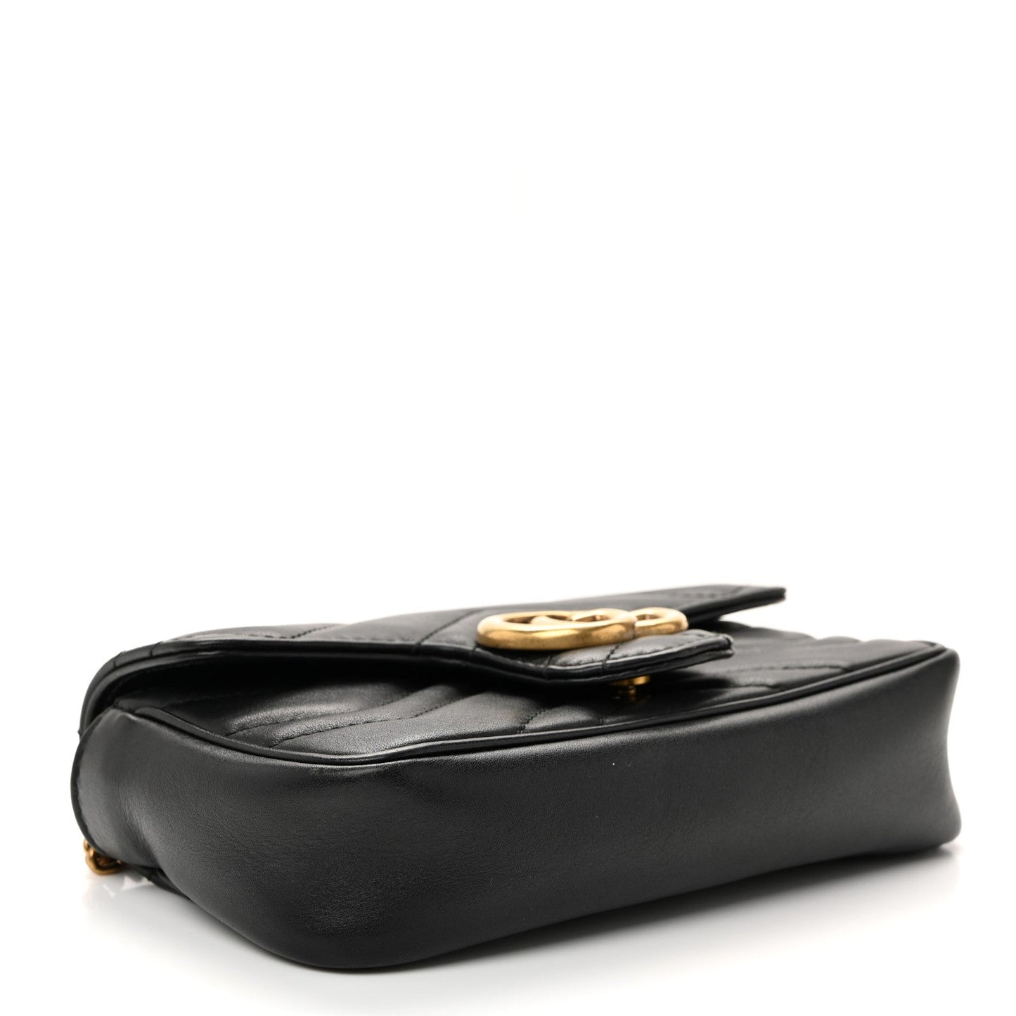 Calfskin Matelasse Super Mini GG Marmont Shoulder Bag Black