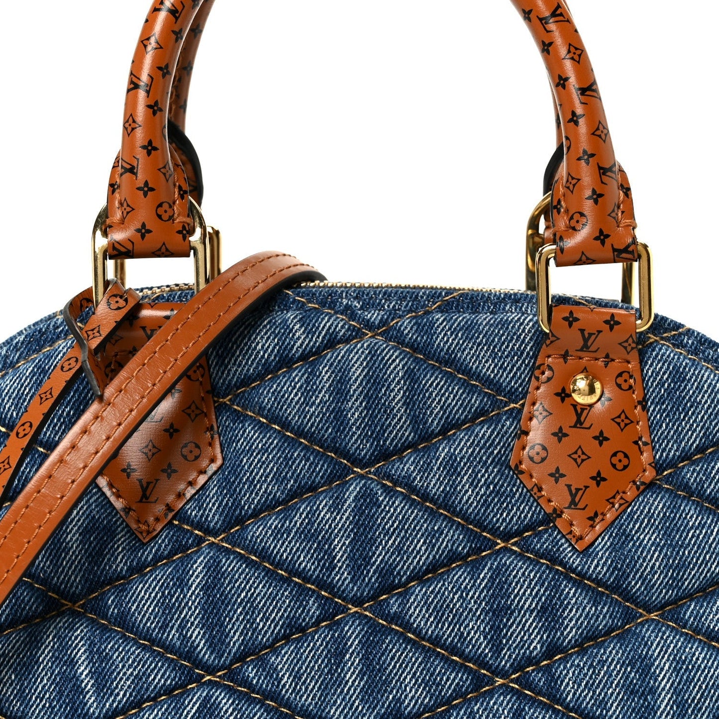 Denim Calfskin Reverse Monogram Malletage Alma BB Blue