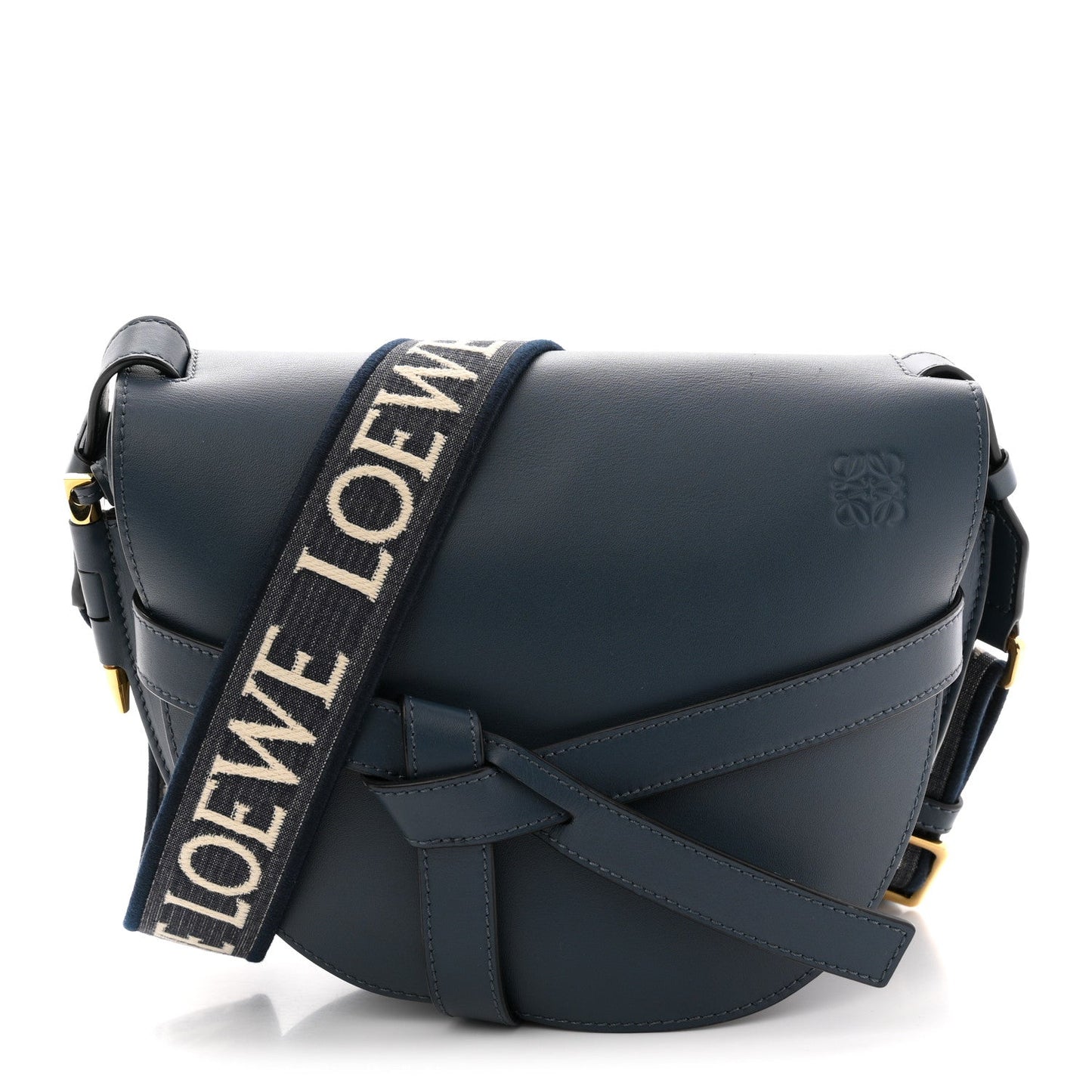 Calfskin Jacquard Small Gate Dual Bag Onyx Blue