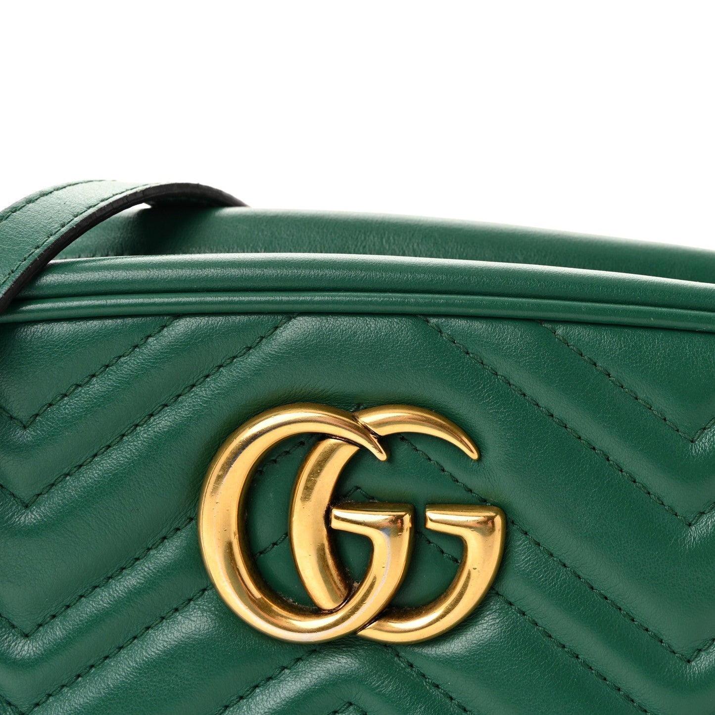 Calfskin Matelasse Small GG Marmont Chain Shoulder Bag Emerald Green
