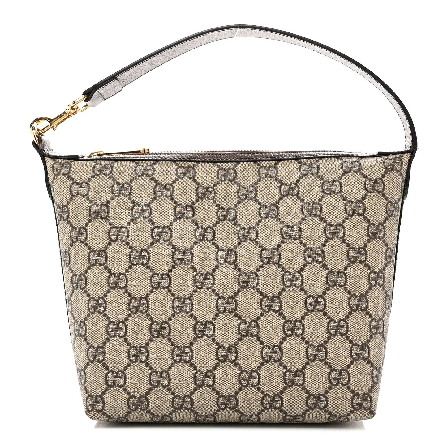 GG Supreme Monogram Textured Calfskin Web Super Mini Ophidia Shoulder Bag Beige Ebony New Acero