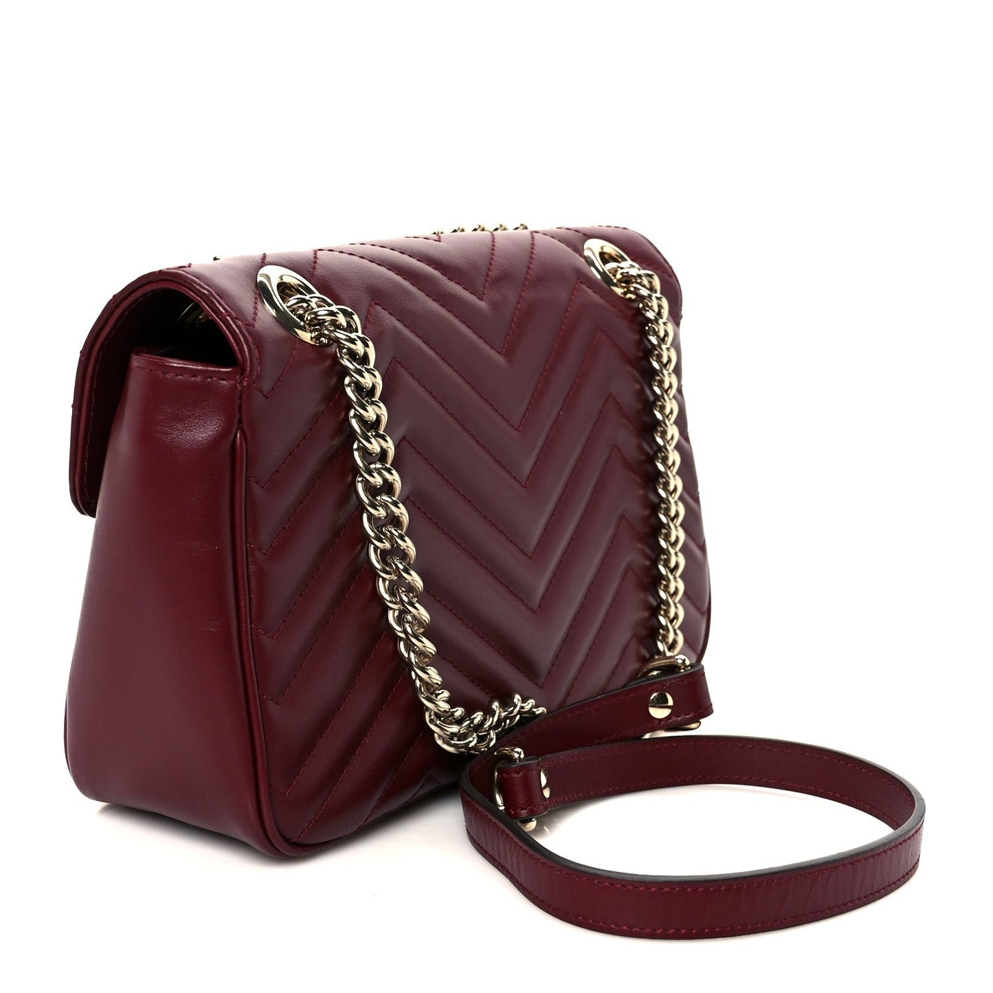 Calfskin Matelasse Small GG Marmont Shoulder Bag Rosso Ancora Red