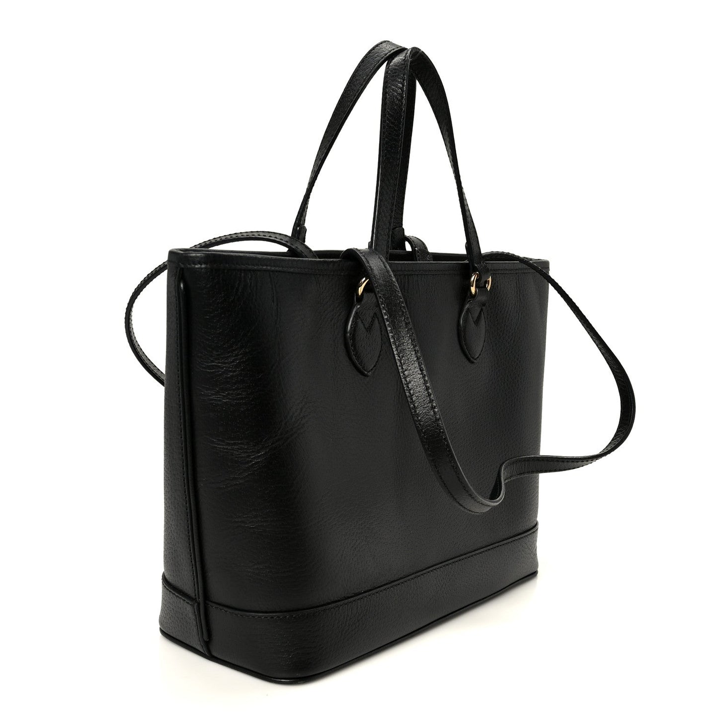 Textured Dollar Calfskin Small Ophidia Shoulder Tote Bag Black
