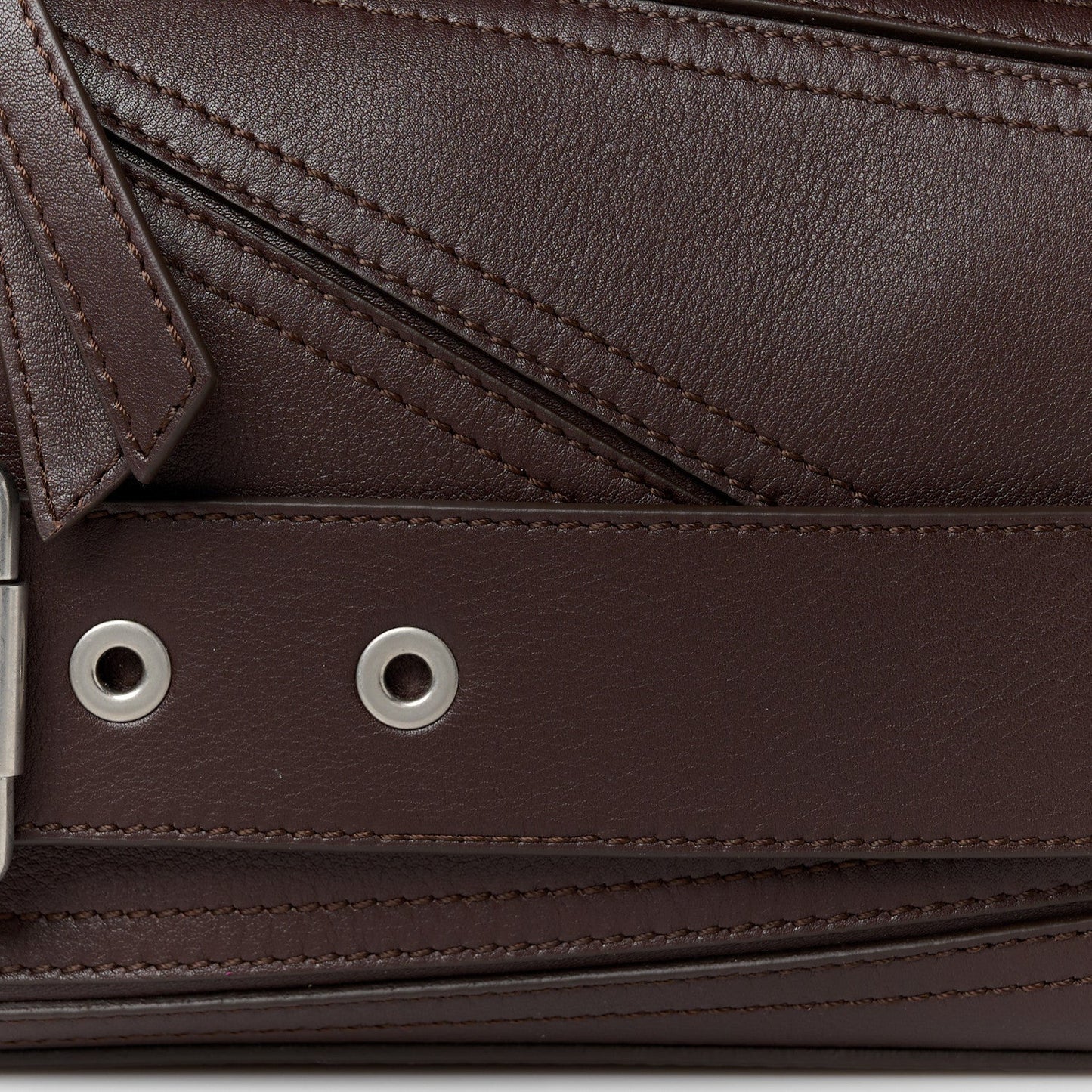Shiny Calfskin Small Puzzle Biker Bag Dark Brown