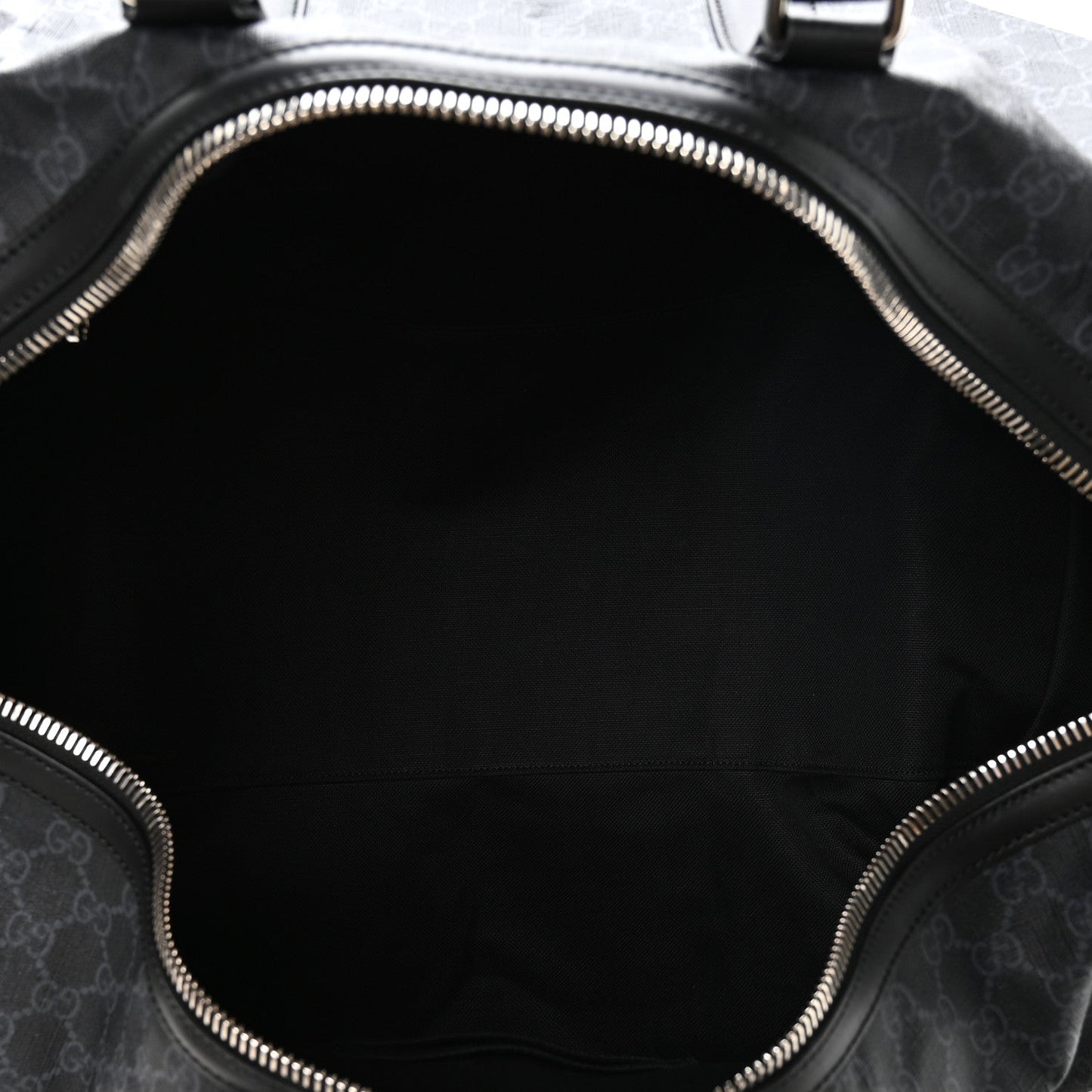 Soft GG Supreme Monogram Appia Calfskin Web Large Carry On Duffle Bag Black Grey