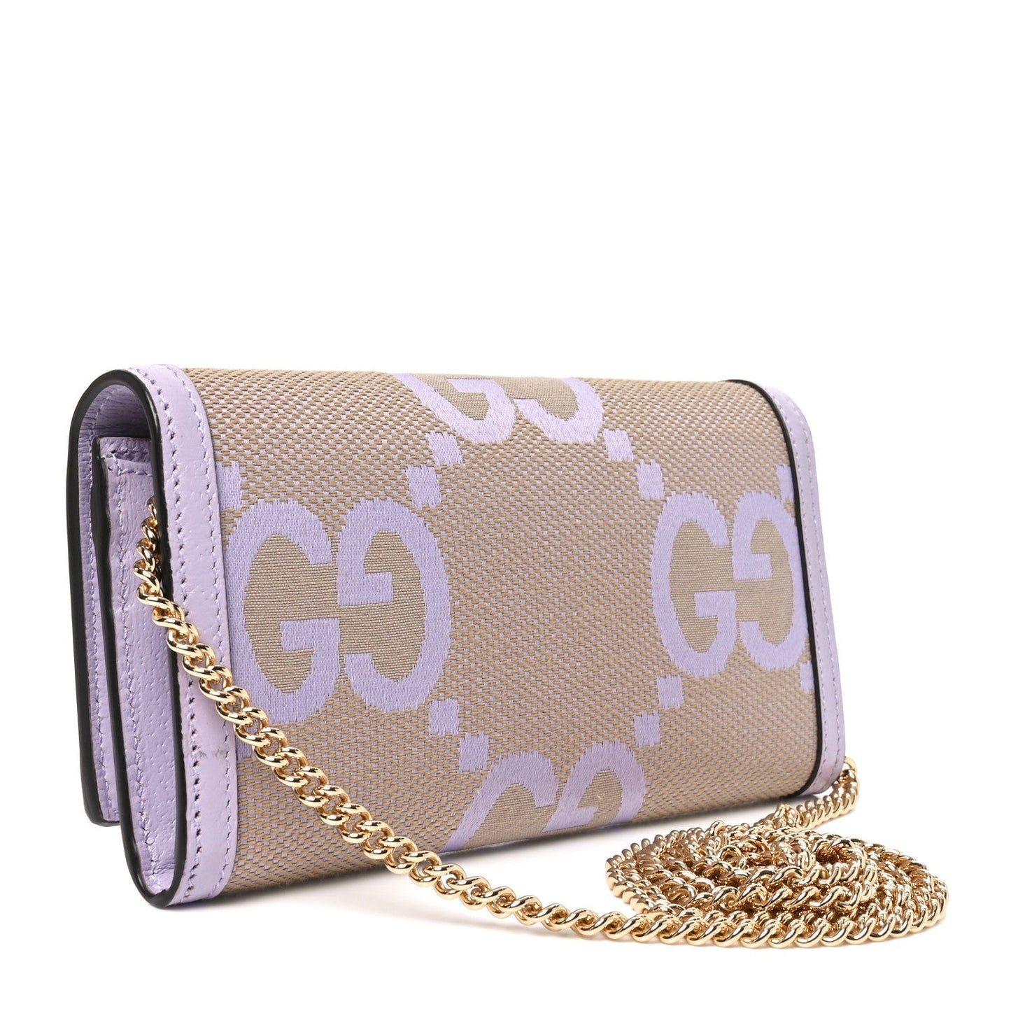 Monogram Jumbo GG Textured Dollar Calfskin Ophidia Continental Wallet On Chain Beige Lapis