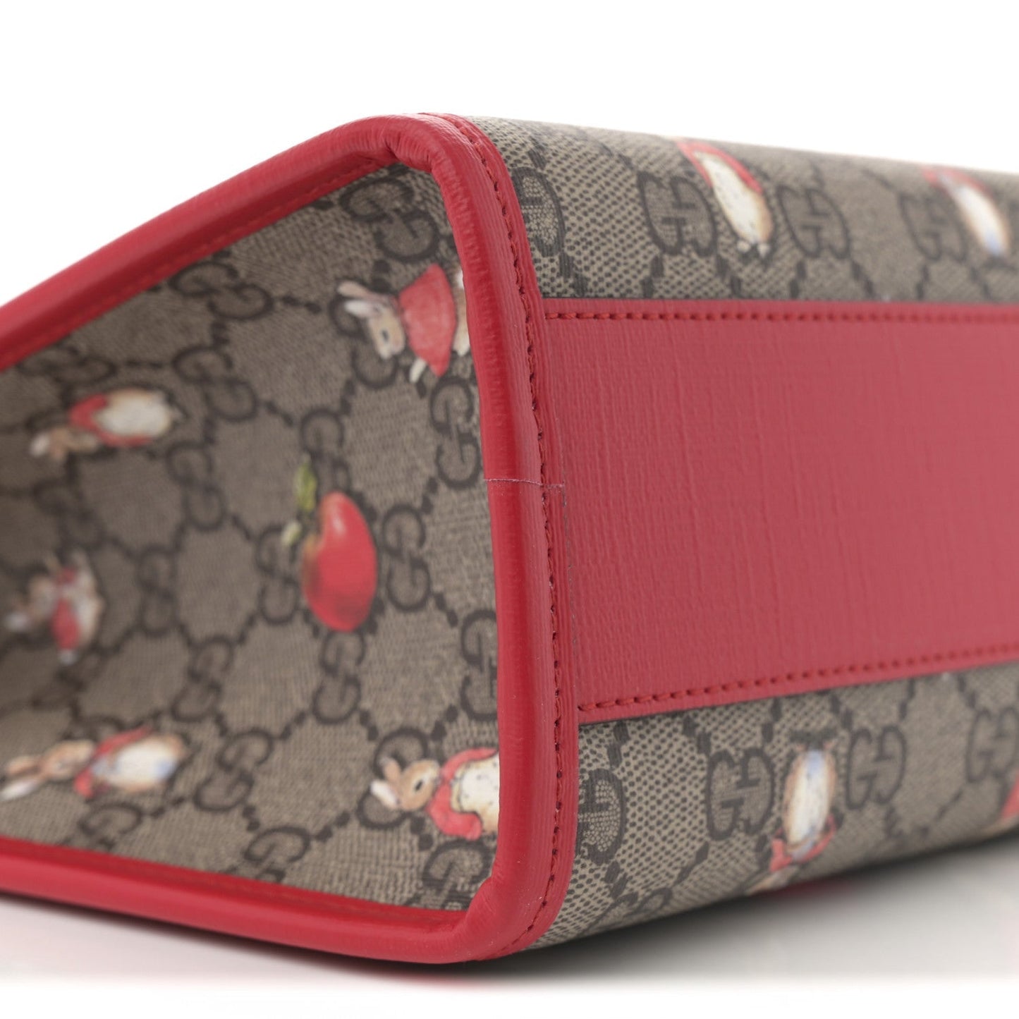 X Peter Rabbit GG Supreme Monogram Rabbit Apple Childrens Tote Beige Ebony Multicolor Bright Hibiscus