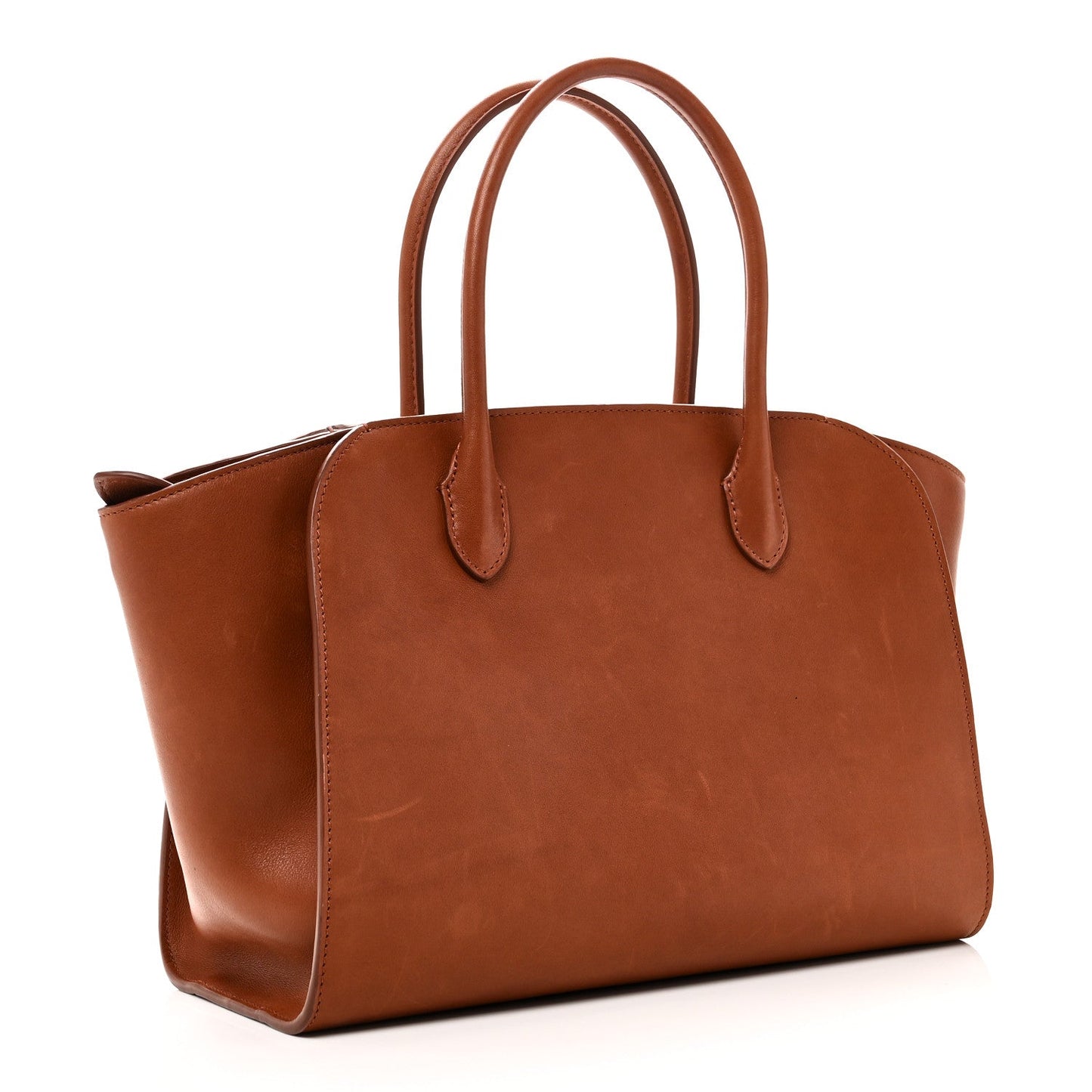 Polished Saddle Calfskin Marlo 12 Tote Bag Acero