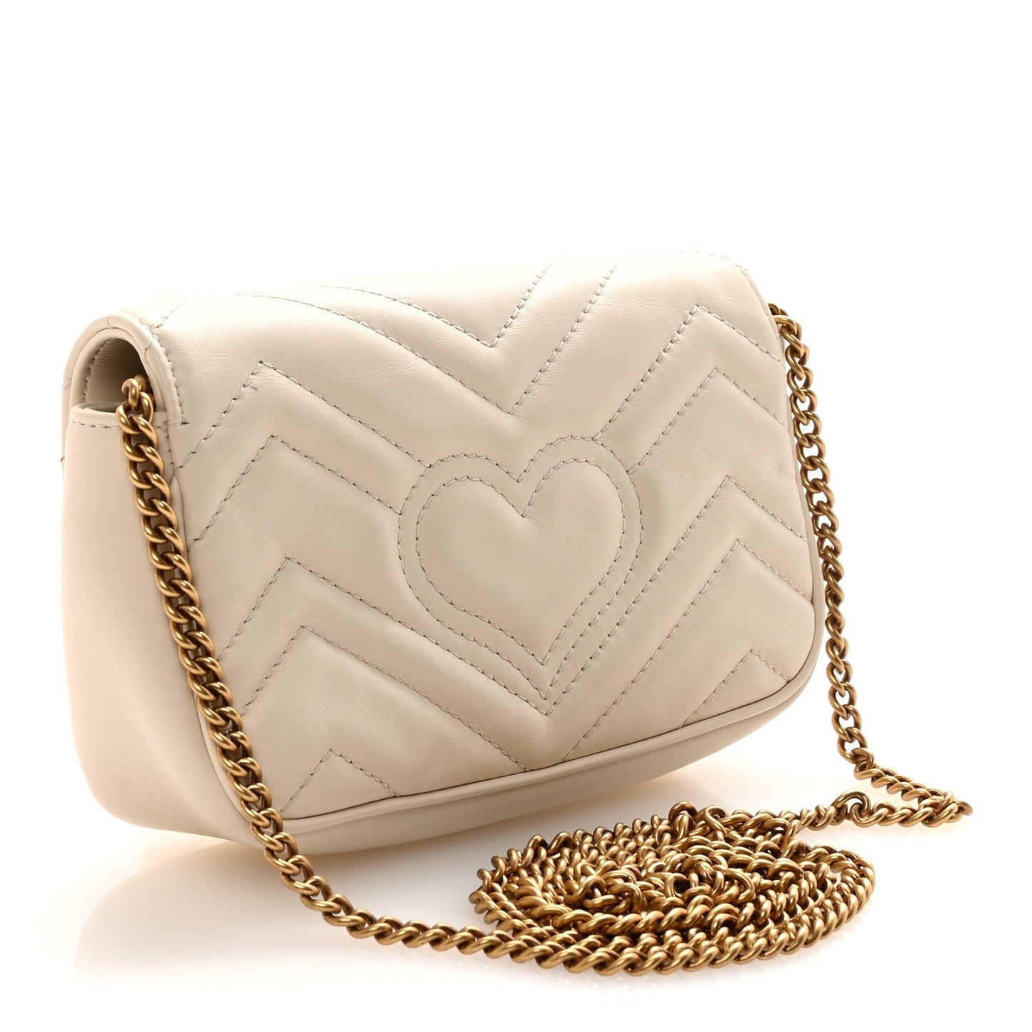 Calfskin Matelasse Super Mini GG Marmont Shoulder Bag White