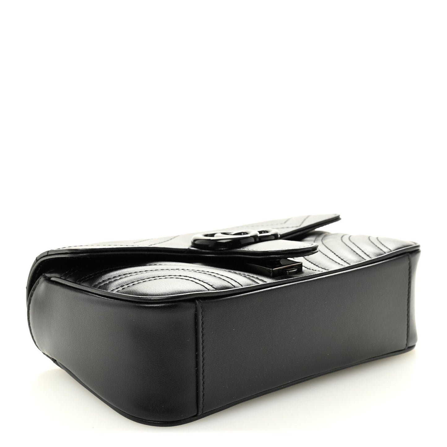 Calfskin Matelasse Monochrome Mini GG Marmont Shoulder Bag Black