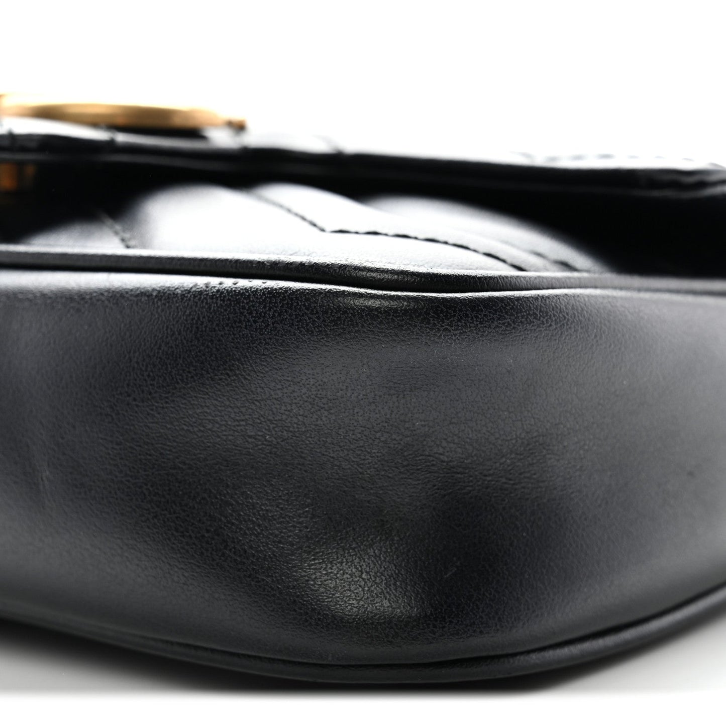 Calfskin Matelasse Super Mini GG Marmont Shoulder Bag Black