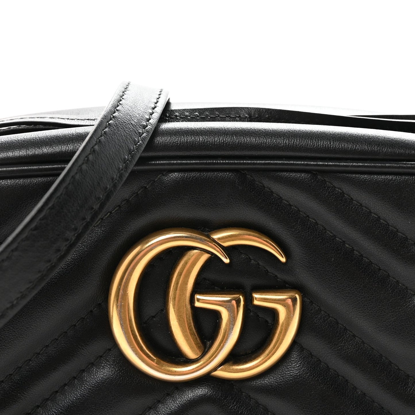 Calfskin Matelasse Small GG Marmont Chain Shoulder Bag Black