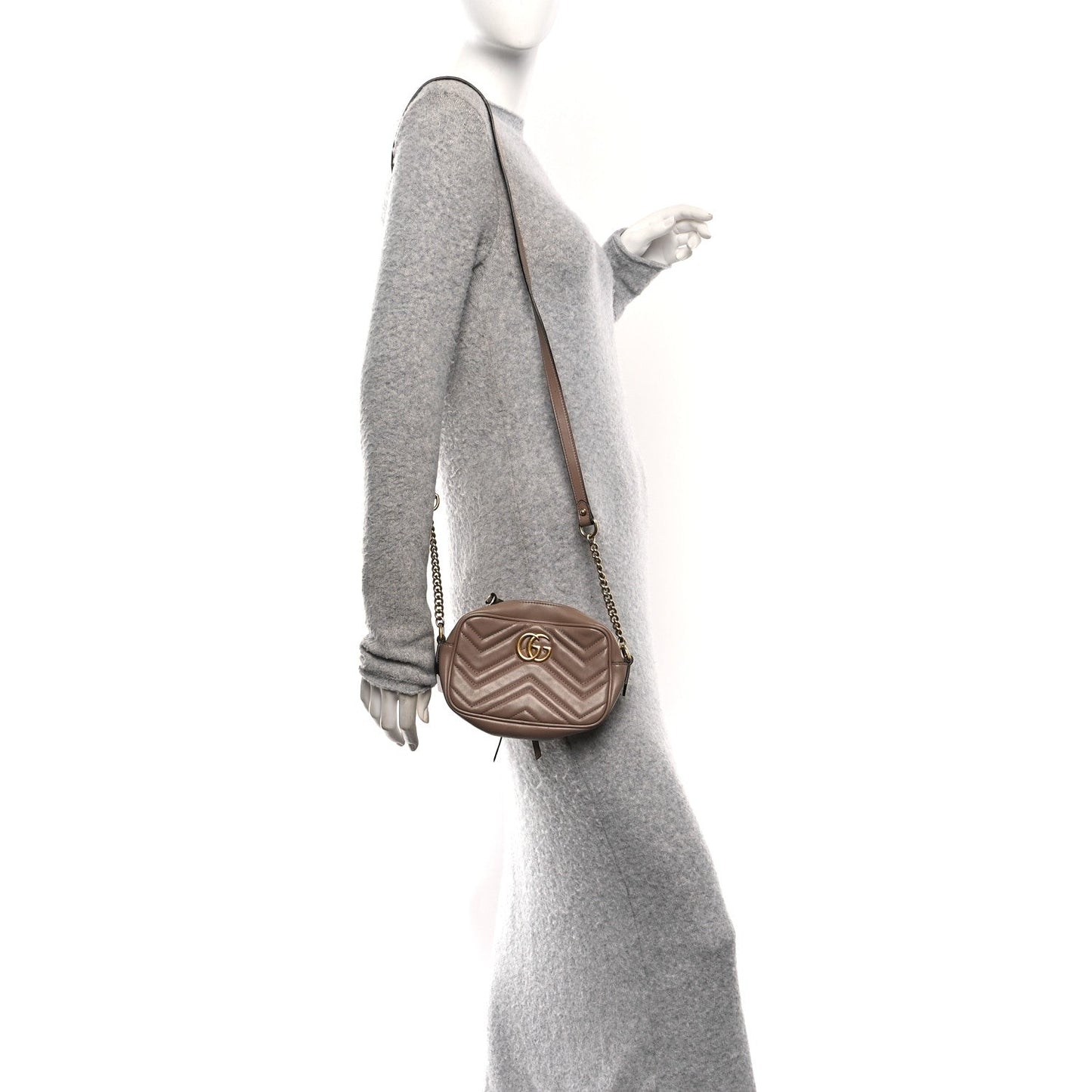 Calfskin Matelasse Mini GG Marmont Chain Shoulder Bag Porcelain Rose