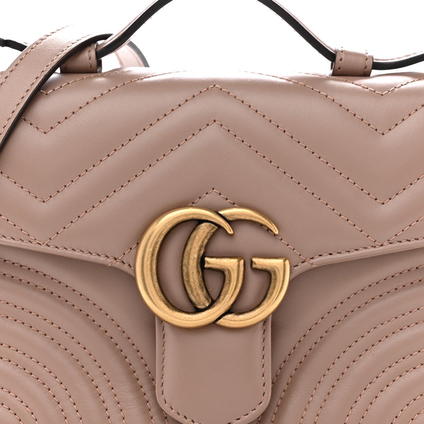 Calfskin Matelasse Mini GG Marmont Top Handle Shoulder Bag Porcelain Rose