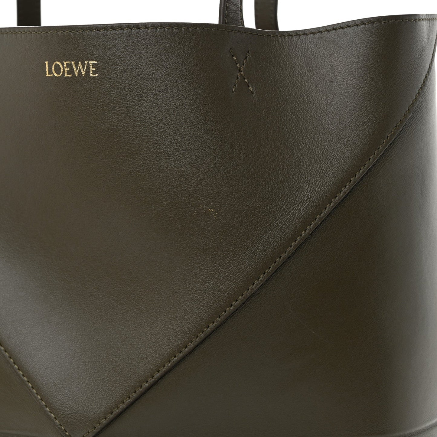 Shiny Calfskin Medium Puzzle Fold Tote Umber
