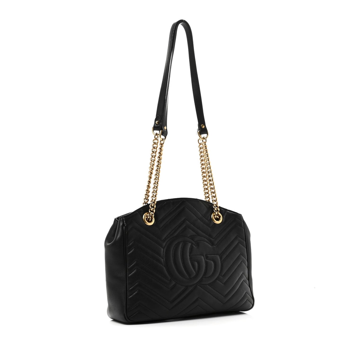 Calfskin Matelasse Medium GG Marmont Open Top Shoulder Bag Black