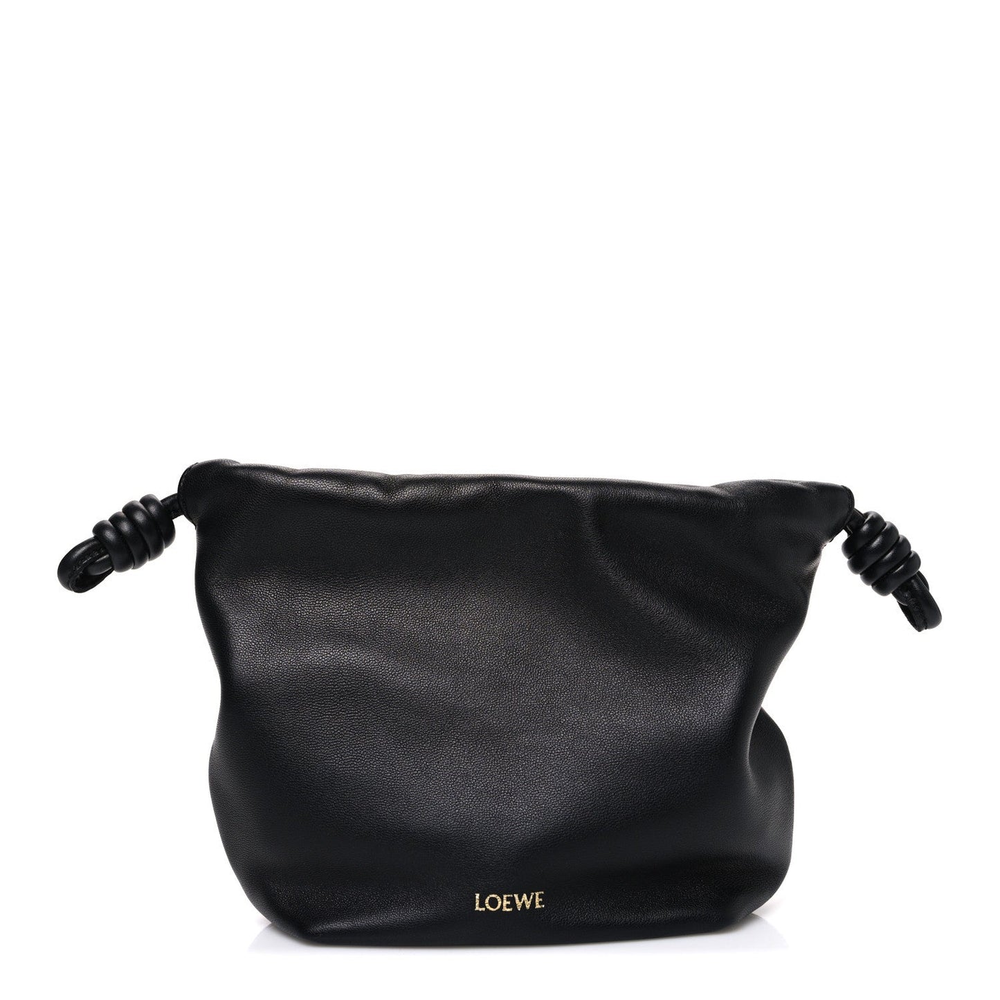Mellow Nappa Donut Chain Mini Flamenco Knot Clutch Black