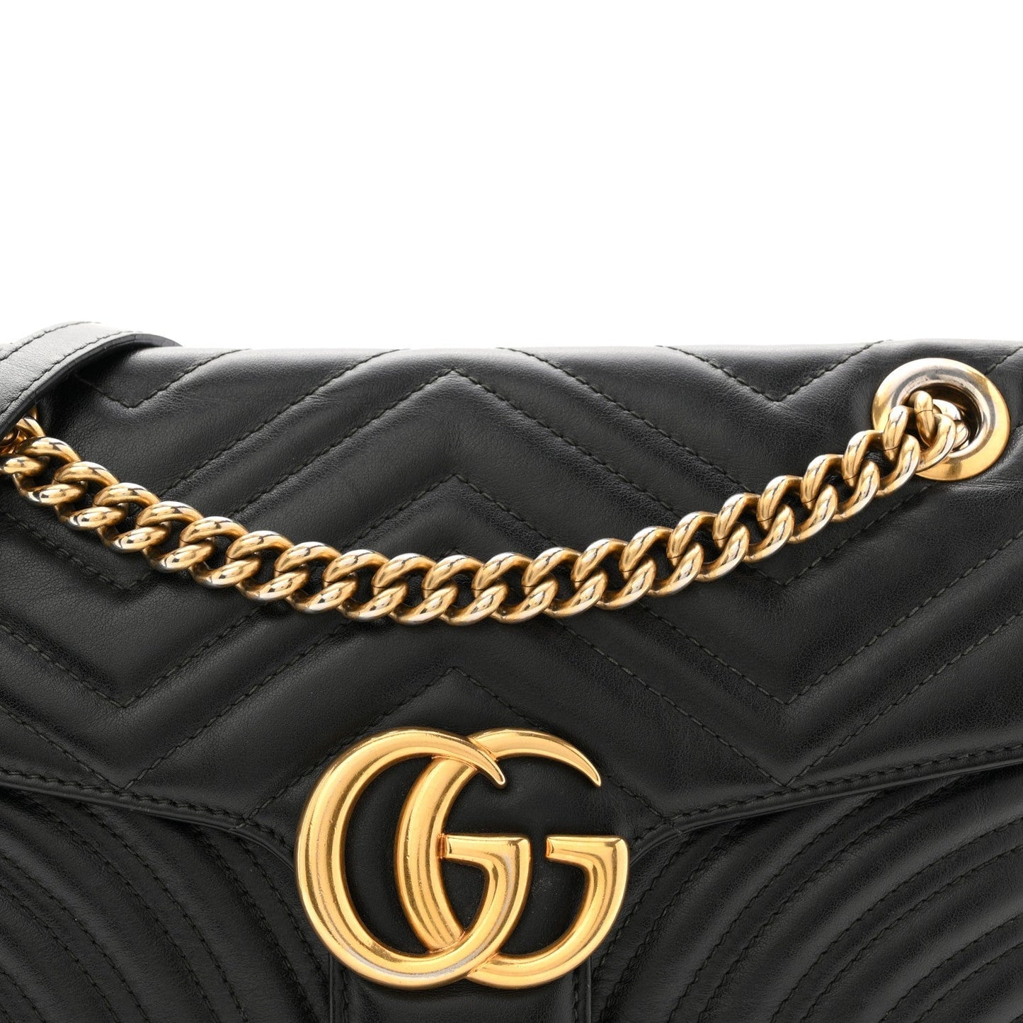 Calfskin Matelasse Small GG Marmont Shoulder Bag Black