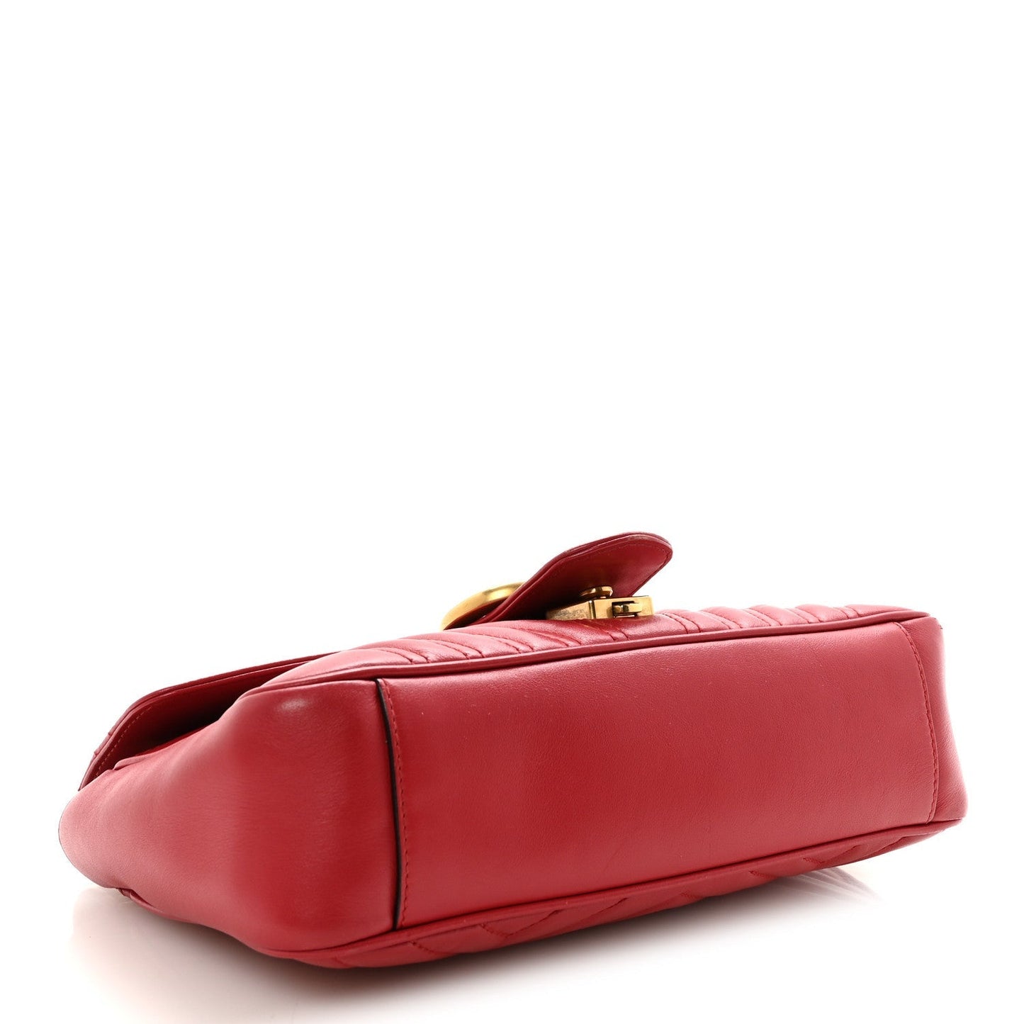 Calfskin Matelasse Small GG Marmont Shoulder Bag Hibiscus Red