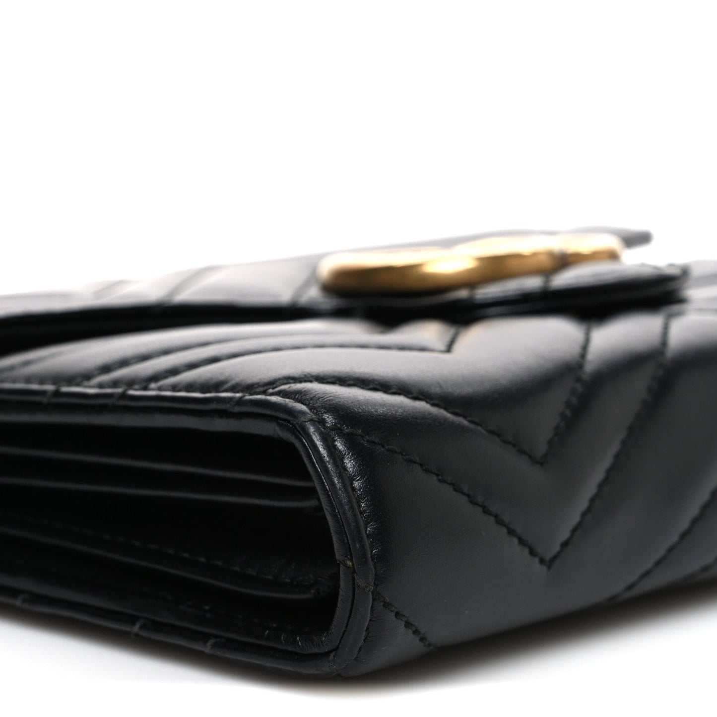 Calfskin Matelasse GG Marmont Chain Wallet Black