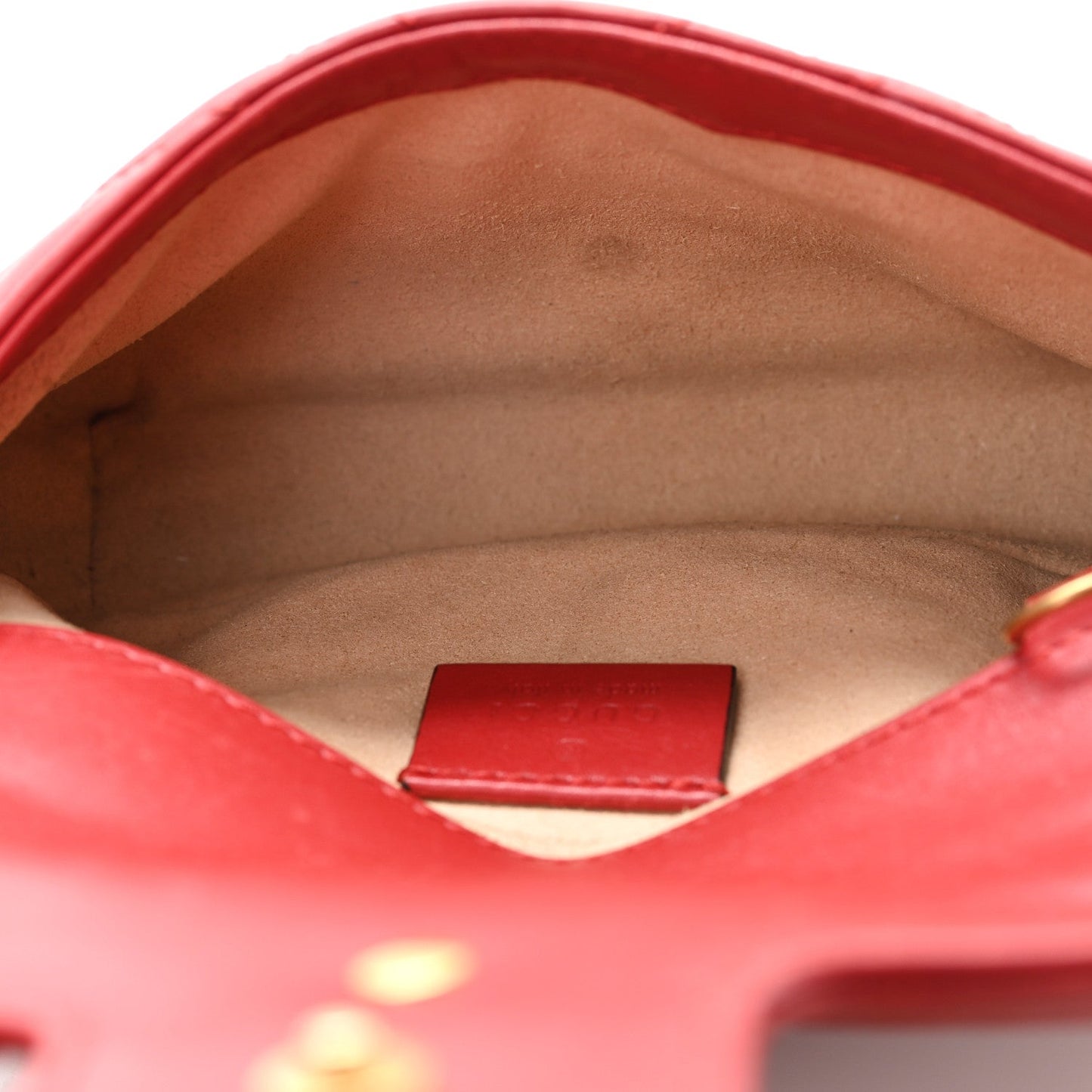 Calfskin Matelasse Super Mini GG Marmont Shoulder Bag Hibiscus Red