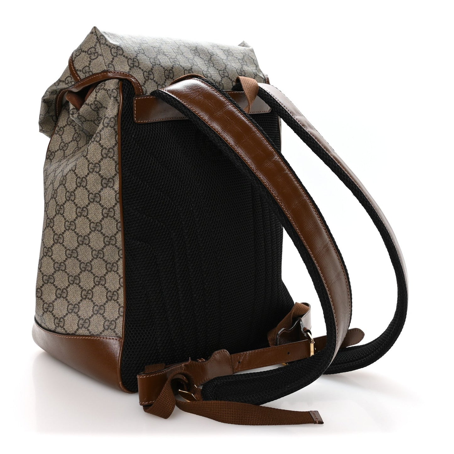 GG Supreme Monogram Azalea Calfskin Medium Retro Interlocking G Buckle Backpack Beige Ebony Brown Sugar