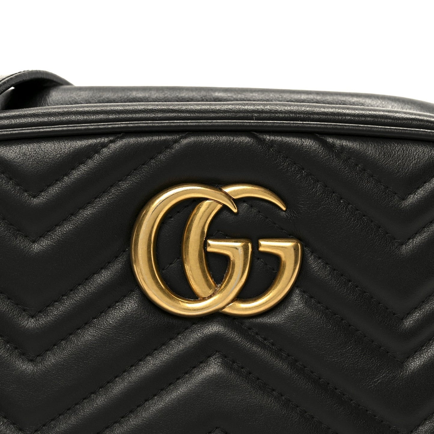 Calfskin Matelasse Small GG Marmont Chain Shoulder Bag Black