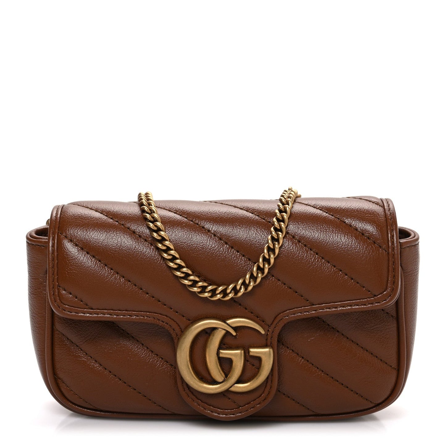 Azalea Calfskin Matelasse Diagonal Super Mini GG Marmont Shoulder Bag Cuir
