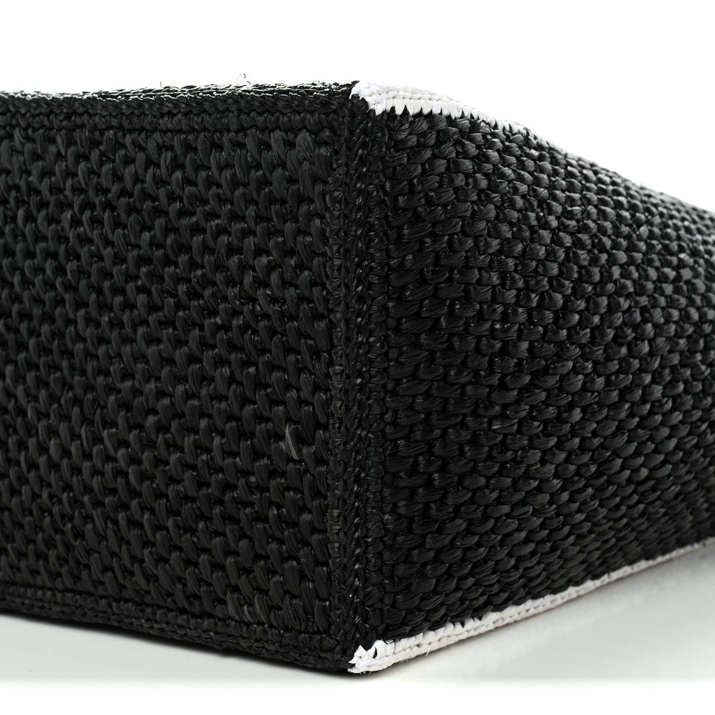 Raffia Large Paula's Ibiza Logo Tote Black White
