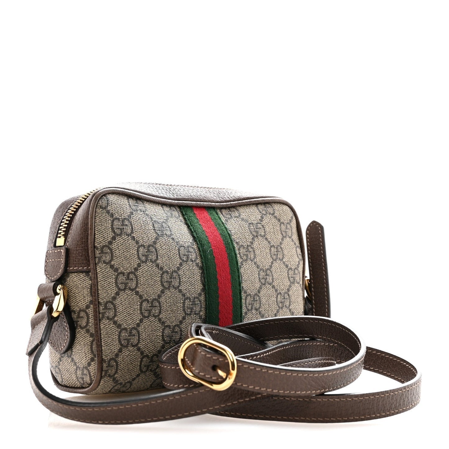 GG Supreme Monogram Web Mini Ophidia Shoulder Bag Brown