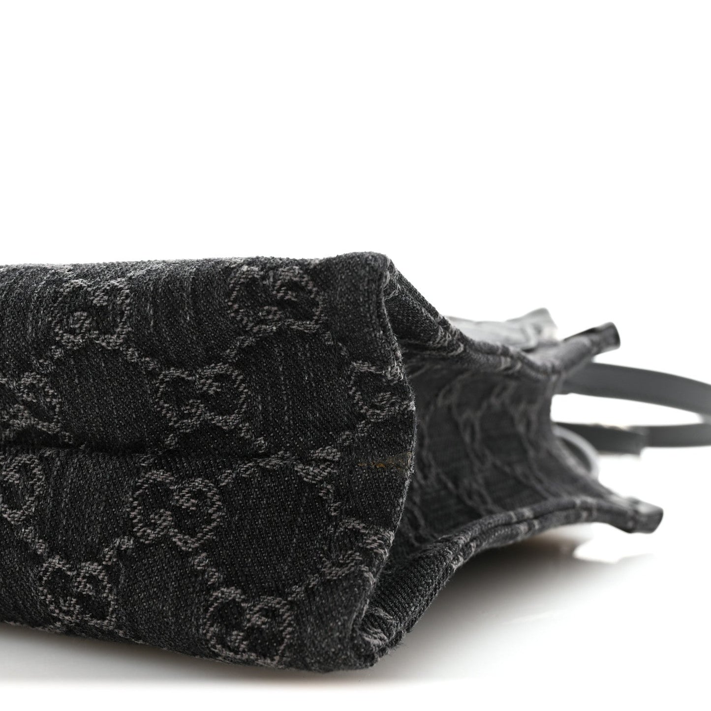 Denim Cuoio Harness GG Monogram Mini Ophidia Tote Bag  Black Medium Grey