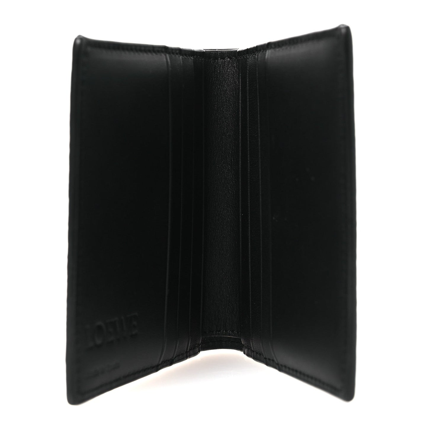 Grained Calfskin Vertical Bi-fold Wallet Black