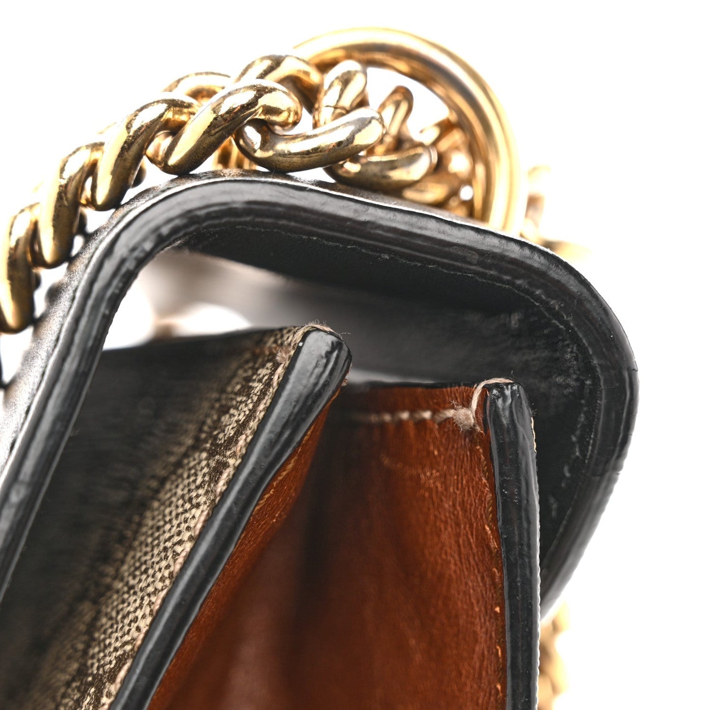 GG Supreme Monogram Calfskin Small Padlock Shoulder Bag Beige Black Cuir