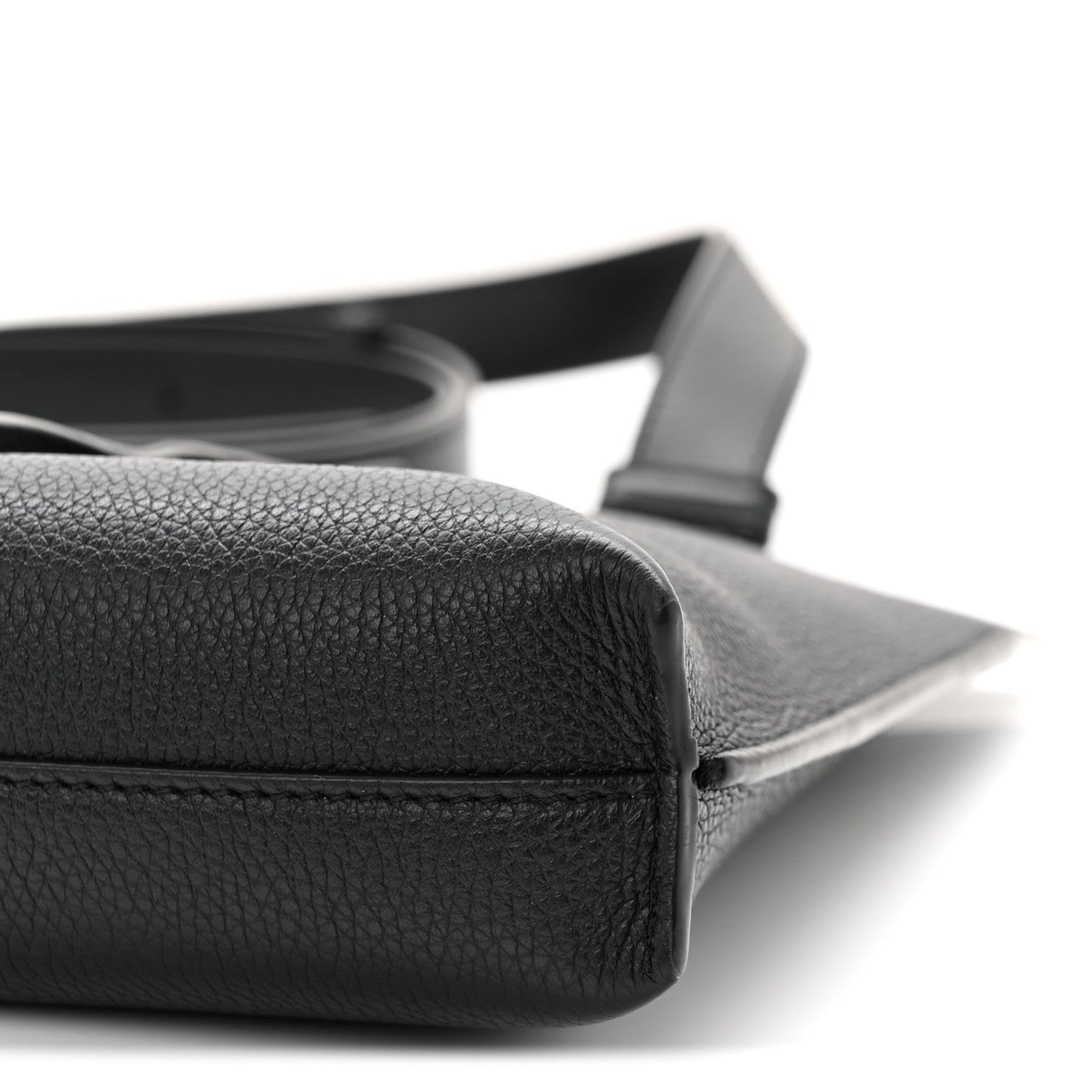 Soft Grained Calfskin Vertical T-Pocket Crossbody Bag Black