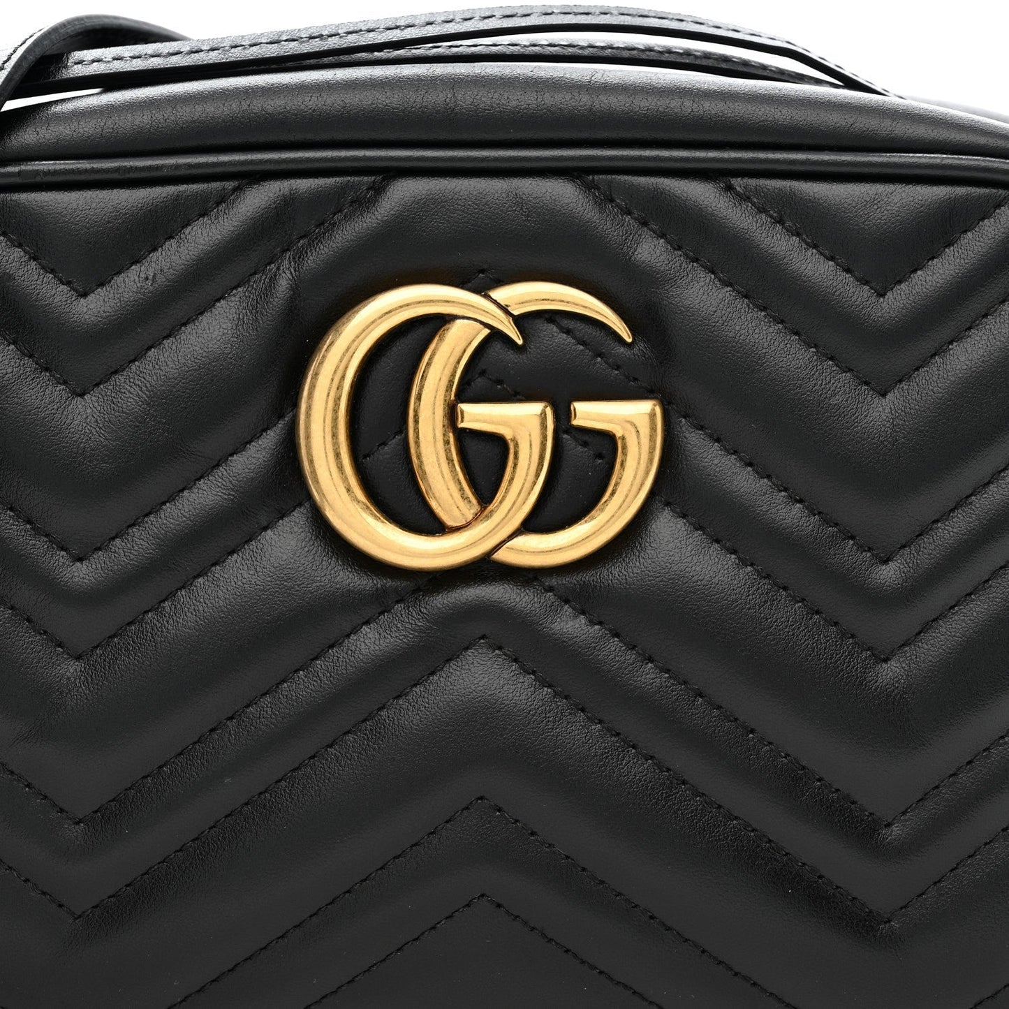 Calfskin Matelasse Small GG Marmont Chain Shoulder Bag Black